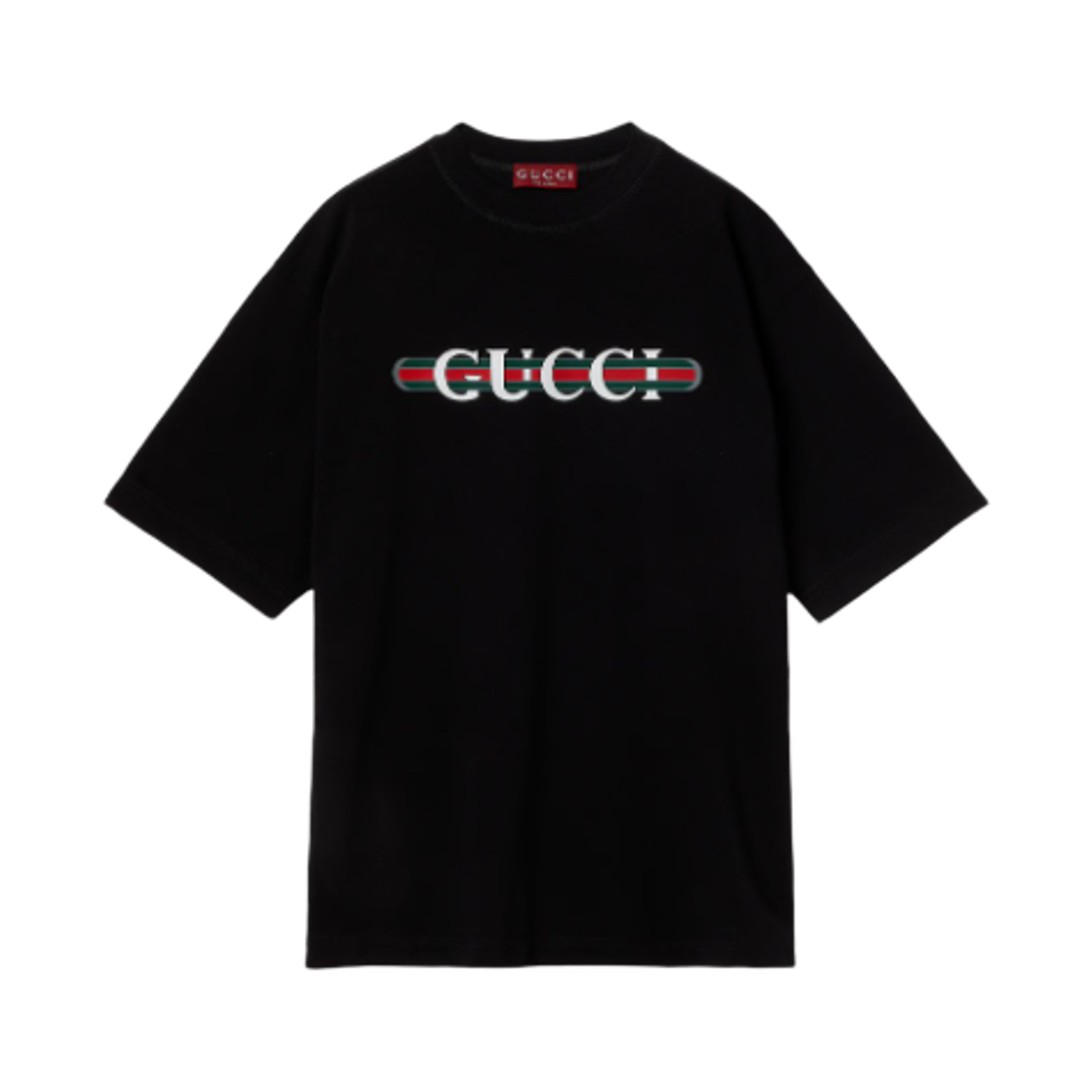 784361-XJGTE-1152 Gucci Printed Cotton Jersey T-Shirt Black