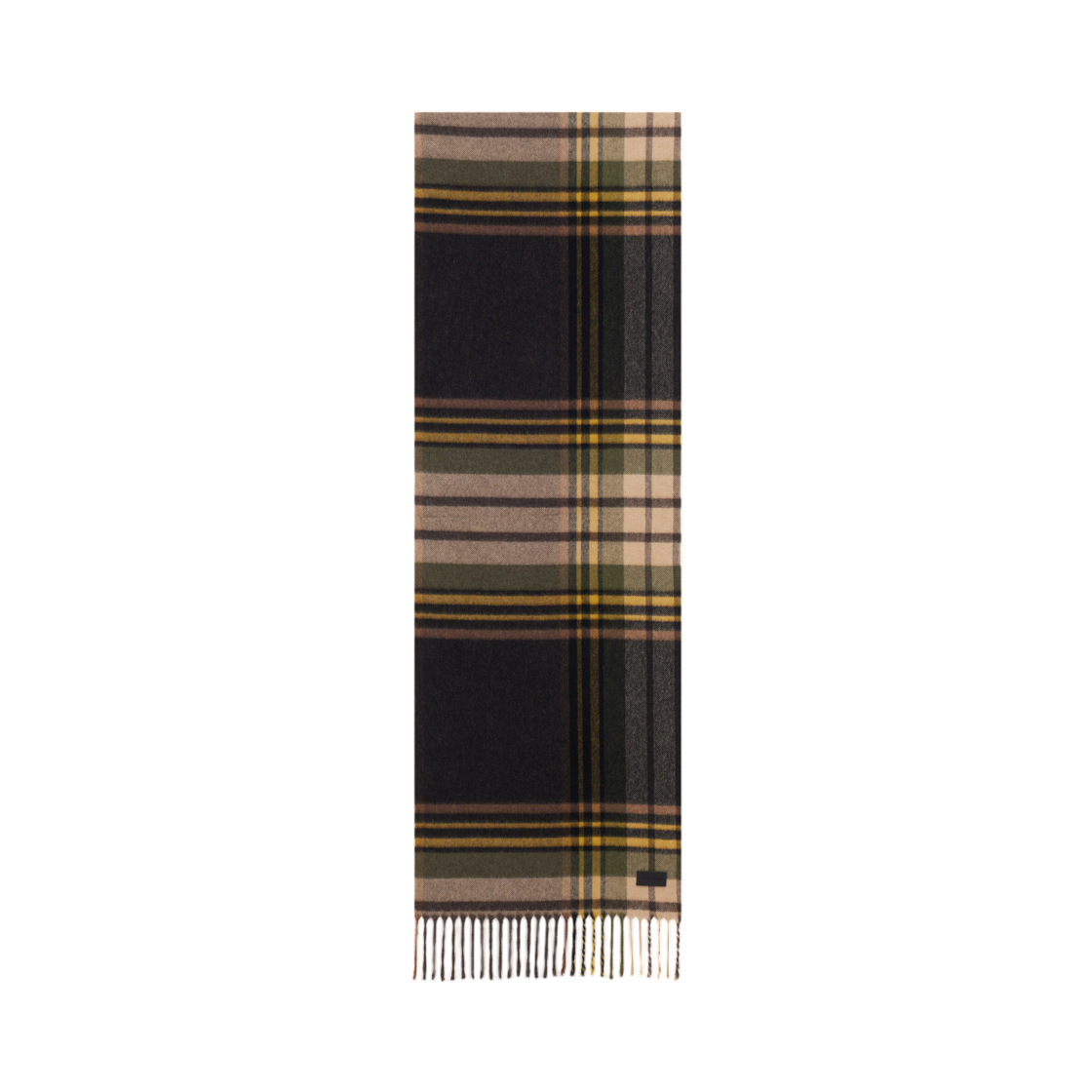 843645-3Y681-2566 Saint Laurent Tartan Scarf in Cashmere and Wool Brown and Dark Green