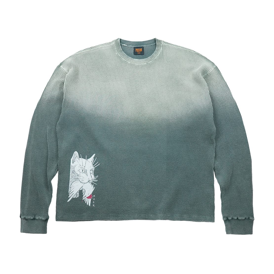 P25FWTE001-01-FGR POSR Overdyed Predator Waffle Tee Faded Green