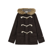 AEAE Fur Hood Duffle Coat Dark Brown
