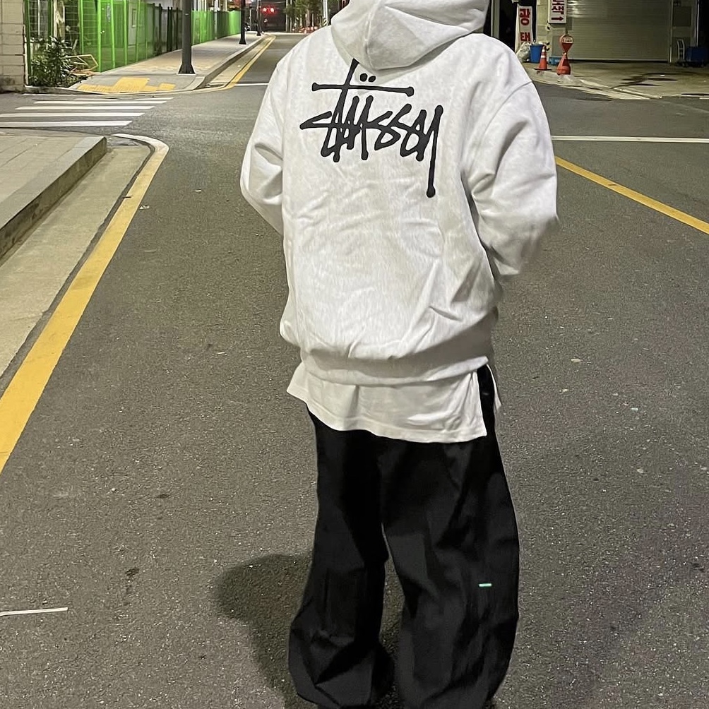 Stussy Basic Stussy Zip Hoodie Ash Heather 2021 착용 스타일