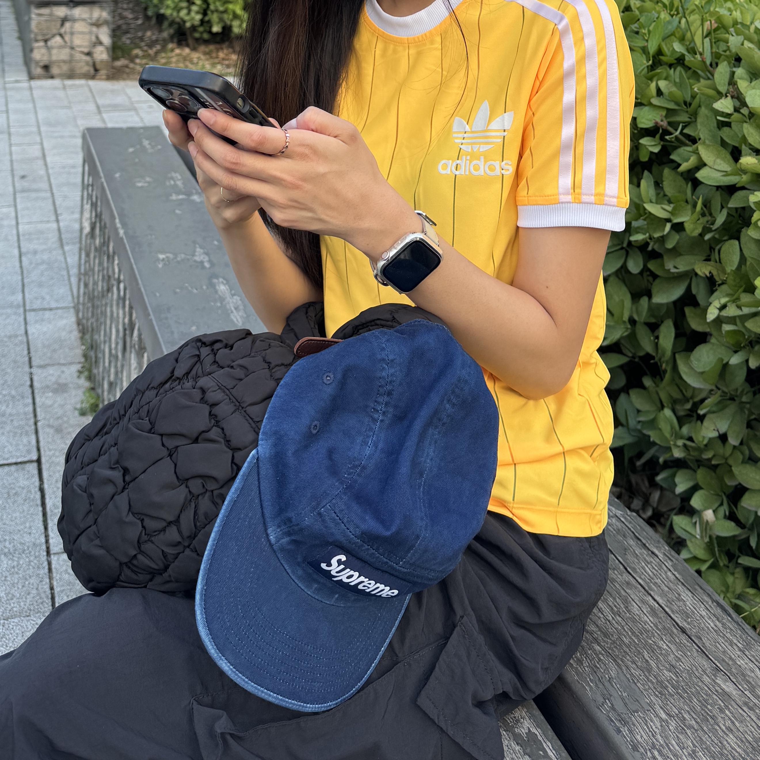 Supreme Washed Chino Twill Camp Cap Indigo - 25SS 착용 스타일
