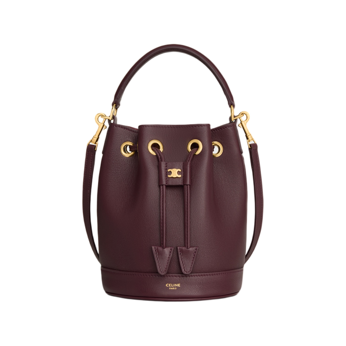 121673DPJ-28DG Celine Teen Clara Bag in Supple Grained Calfskin Deep Burgundy