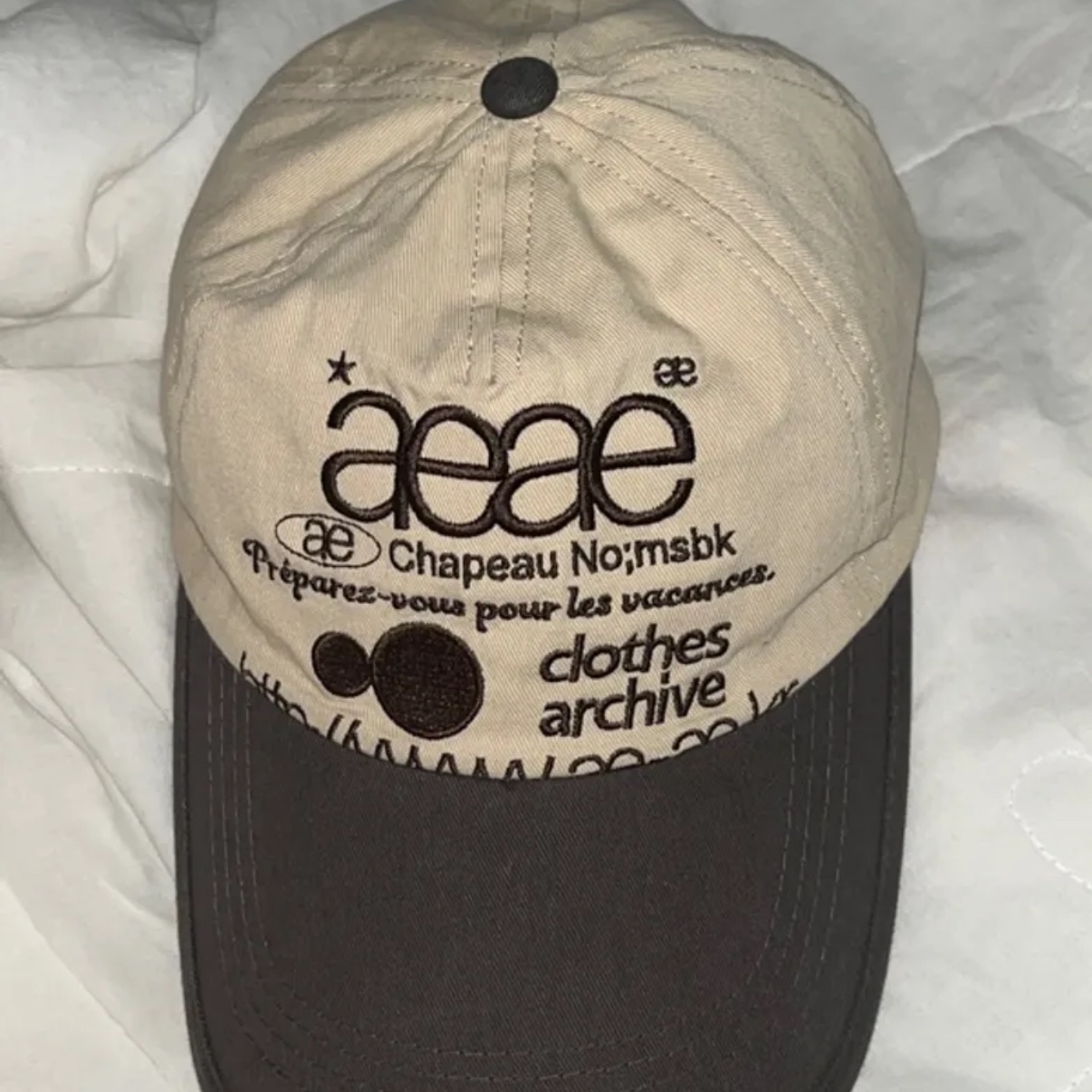 AEAE Web Logo 5pannel Cap Charcoal & Moca 착용 스타일
