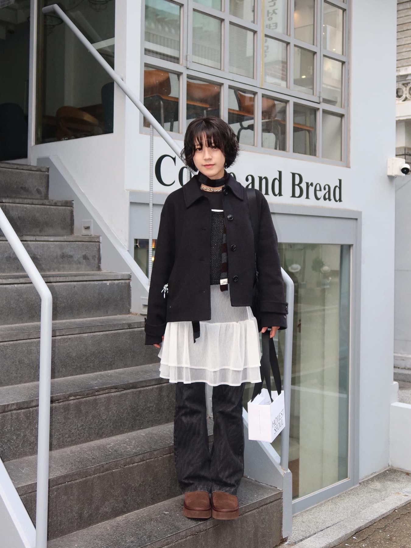 Prada Re-Nylon Small Backpack Black 착용 스타일