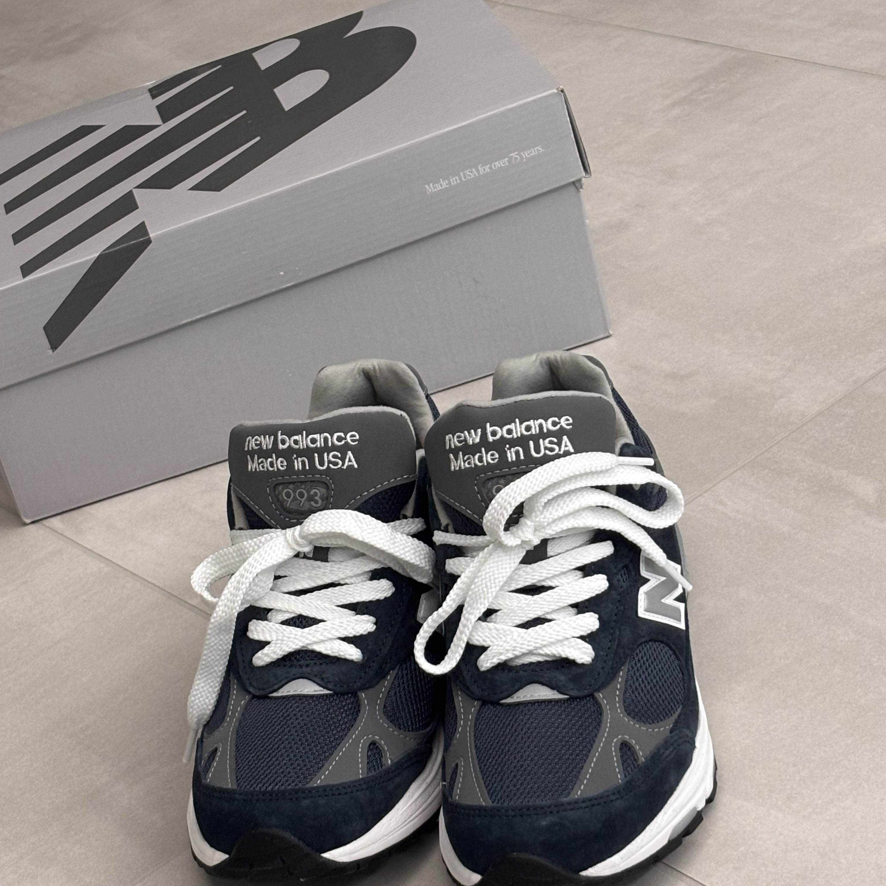 New Balance 993 Made in USA Navy - D Standard 착용 스타일