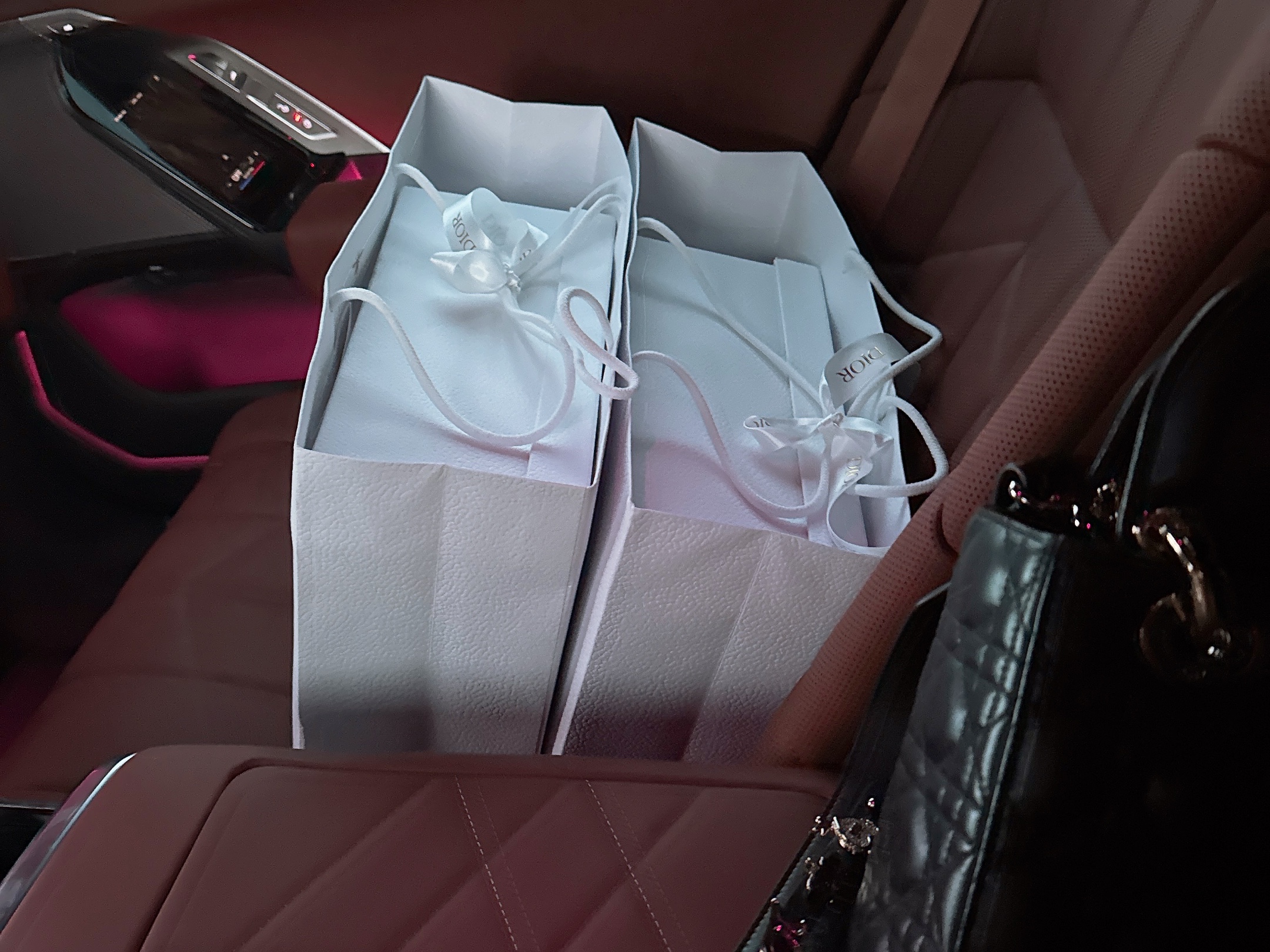(W) Dior Chrono Sneakers Mesh Laminated Leather White Black 착용 스타일 - 2