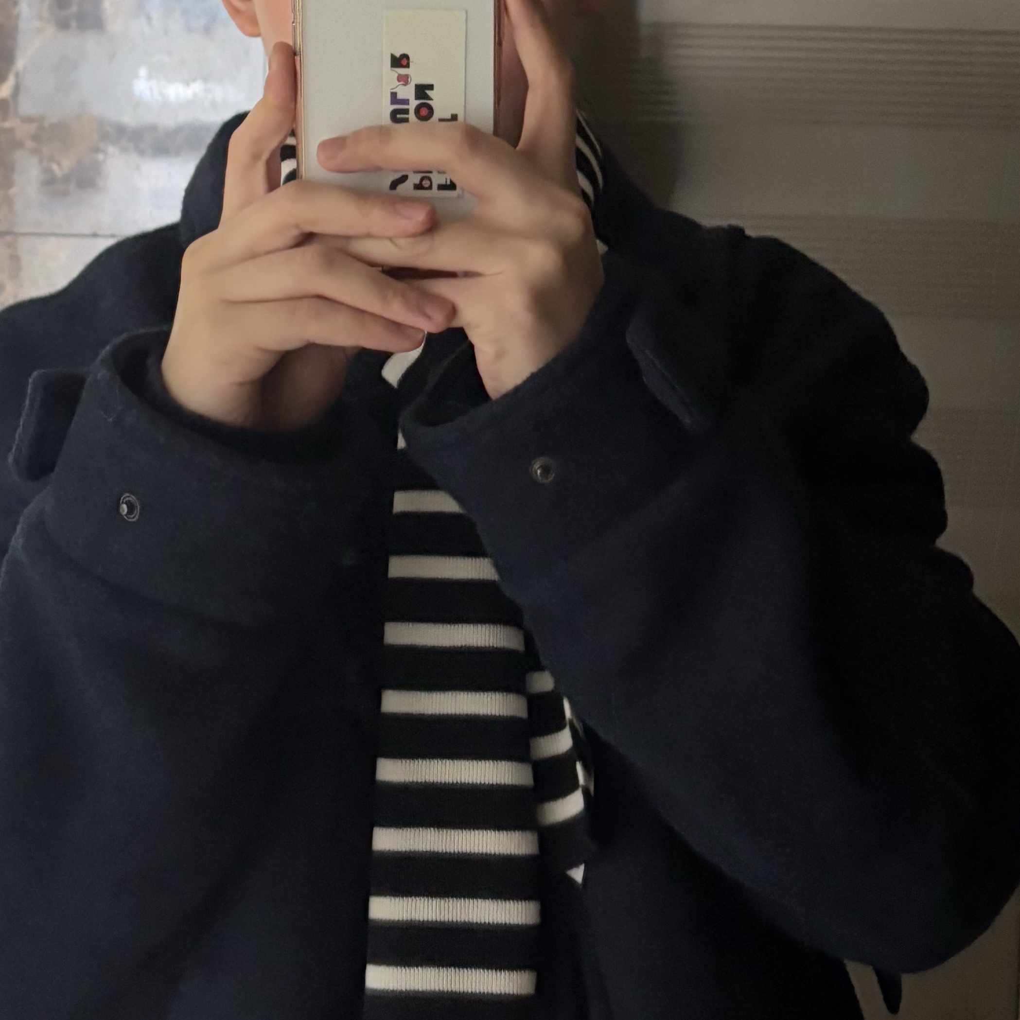 Saint James Duguay R Navy Blanc 착용 스타일