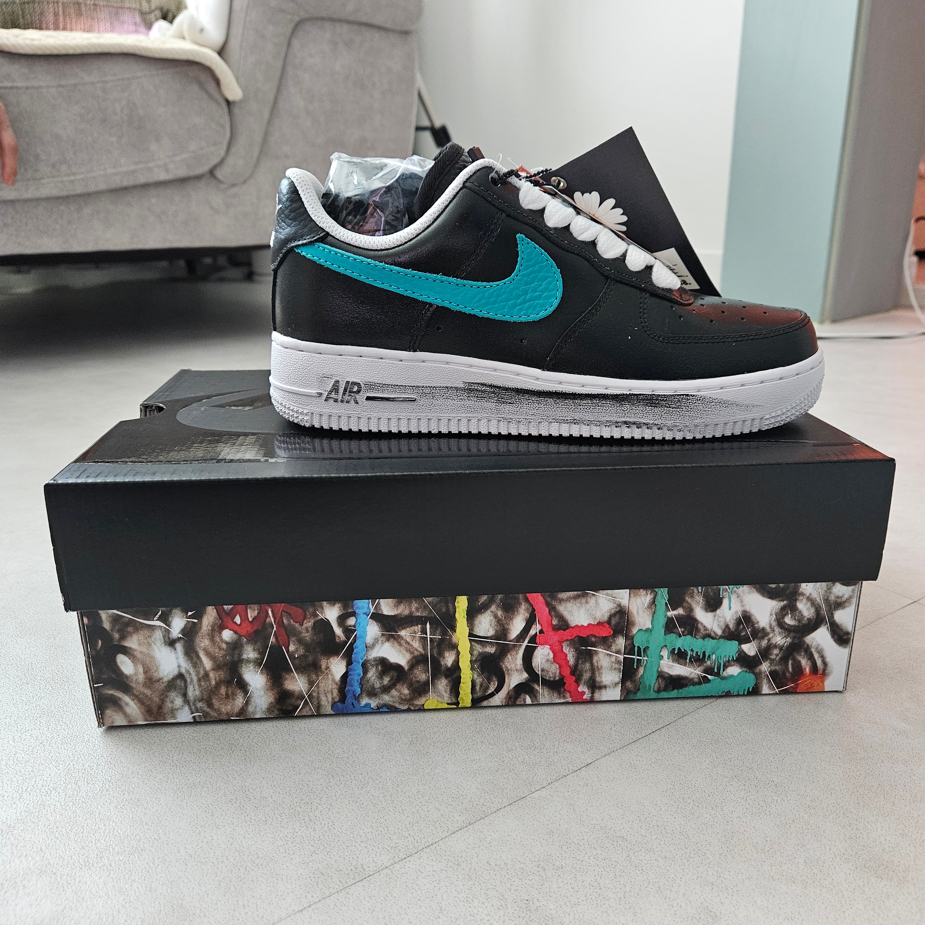 Nike x Peaceminusone Air Force 1 Low Para-Noise 3.0 Black and Multicolor 착용 스타일 - 2