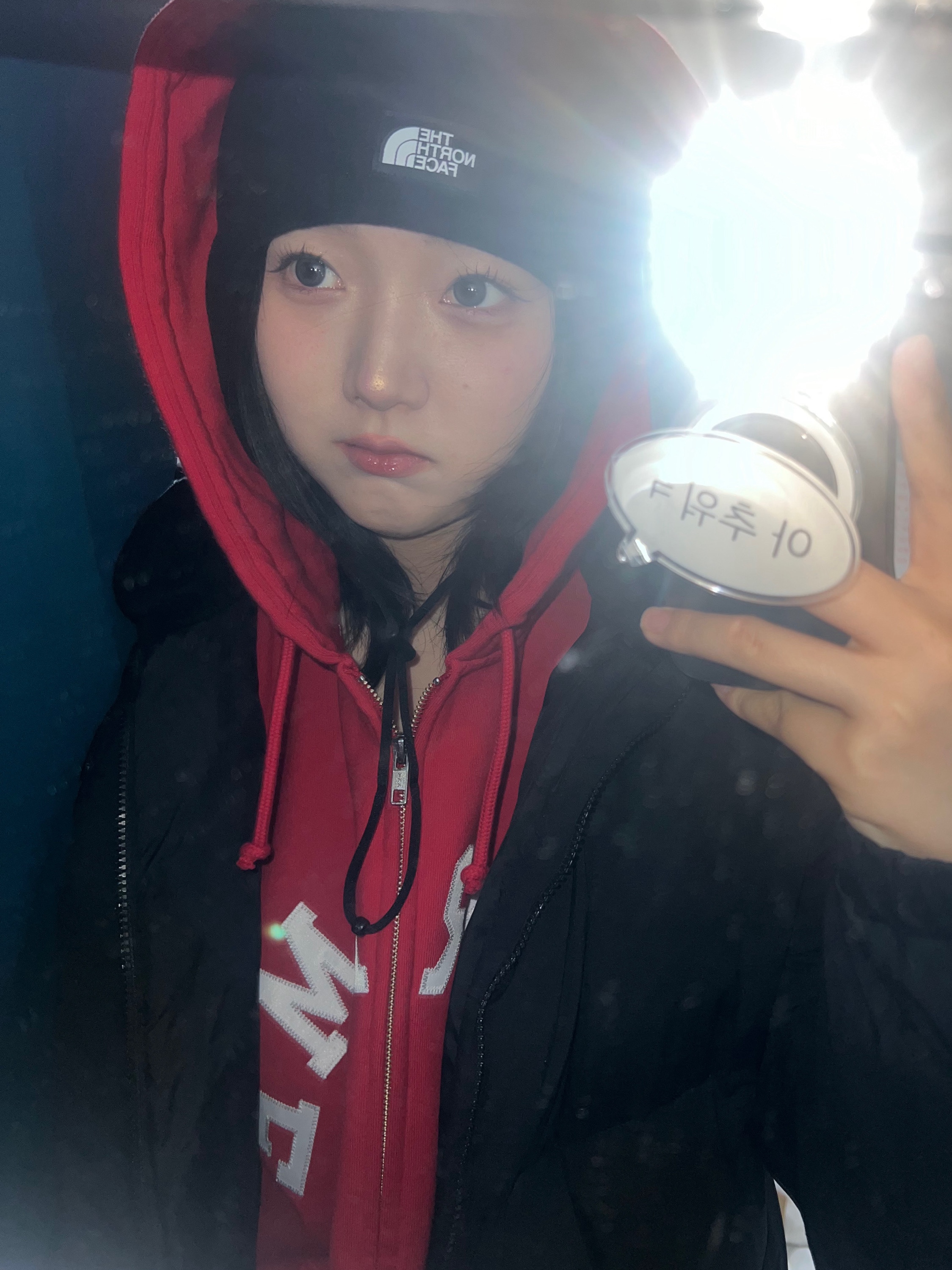 Supreme x Champion Zip Up Hooded Sweatshirt Red - 24SS 착용 스타일 - 2