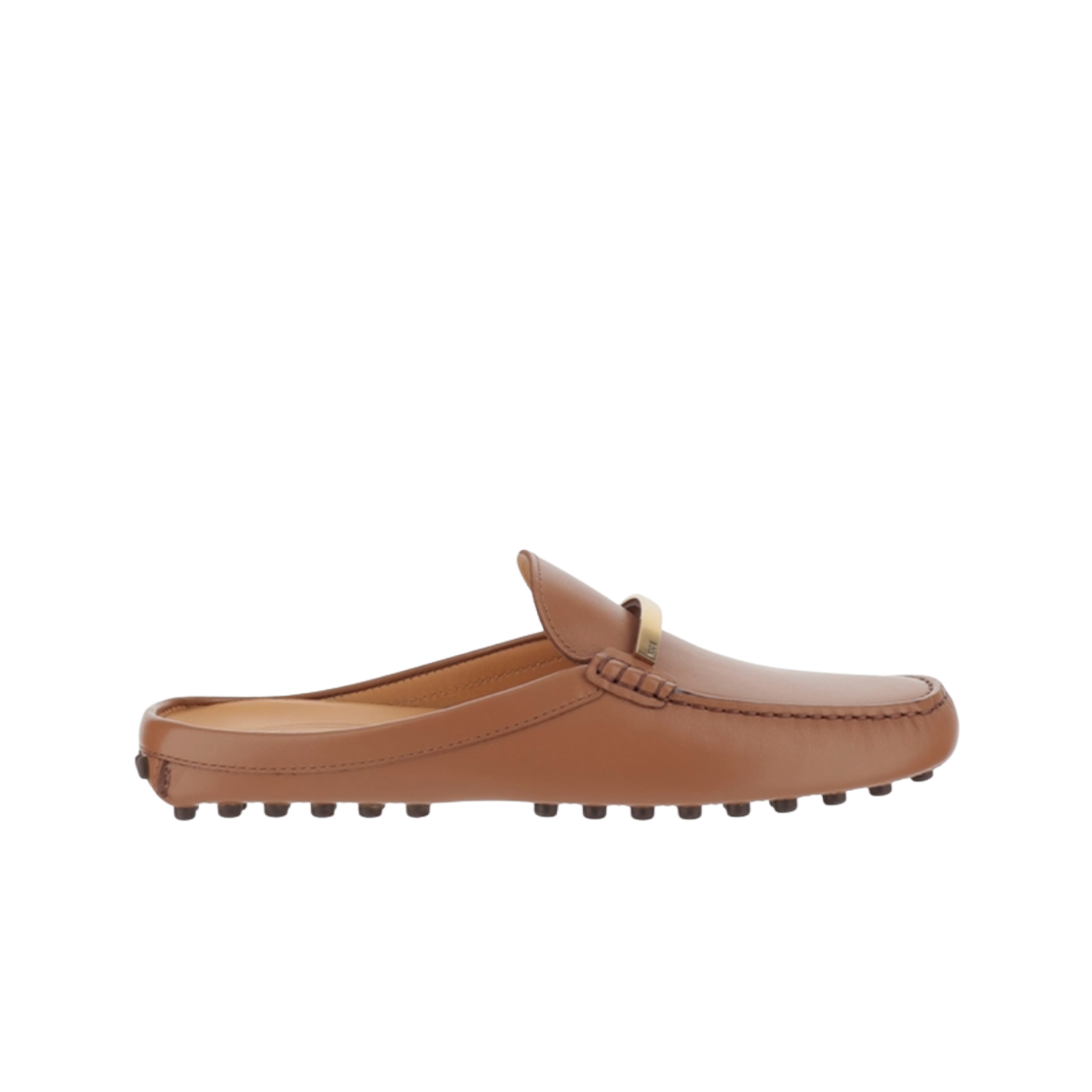 (W) 토즈 메탈 로고 레더 블로퍼 브라운((W) Tod's Metal Logo Leather Bloafer Brown)