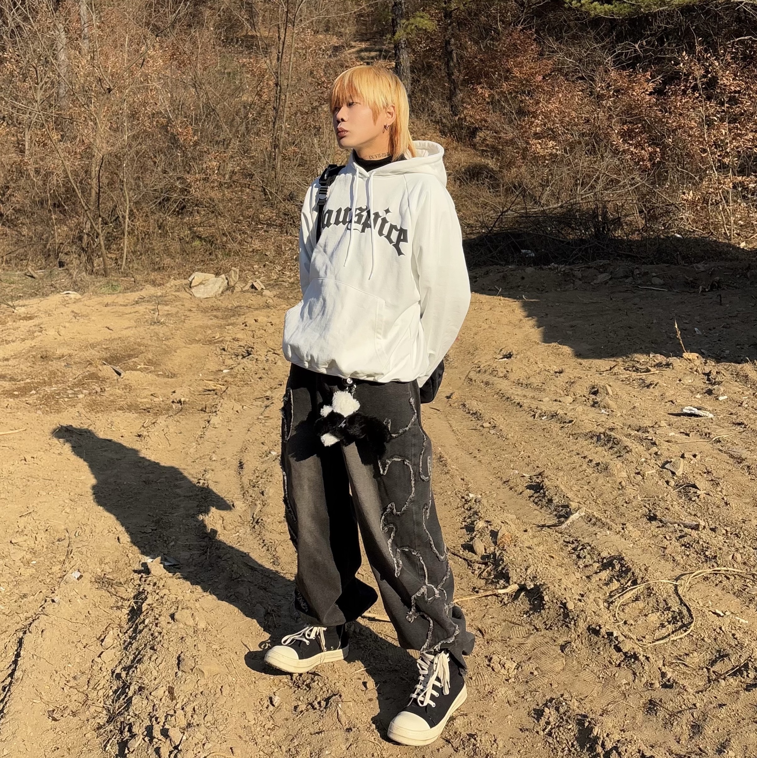 Rick Owens Drkshdw Calf Leather Penta Sneakers Black Milk White 착용 스타일 - 1