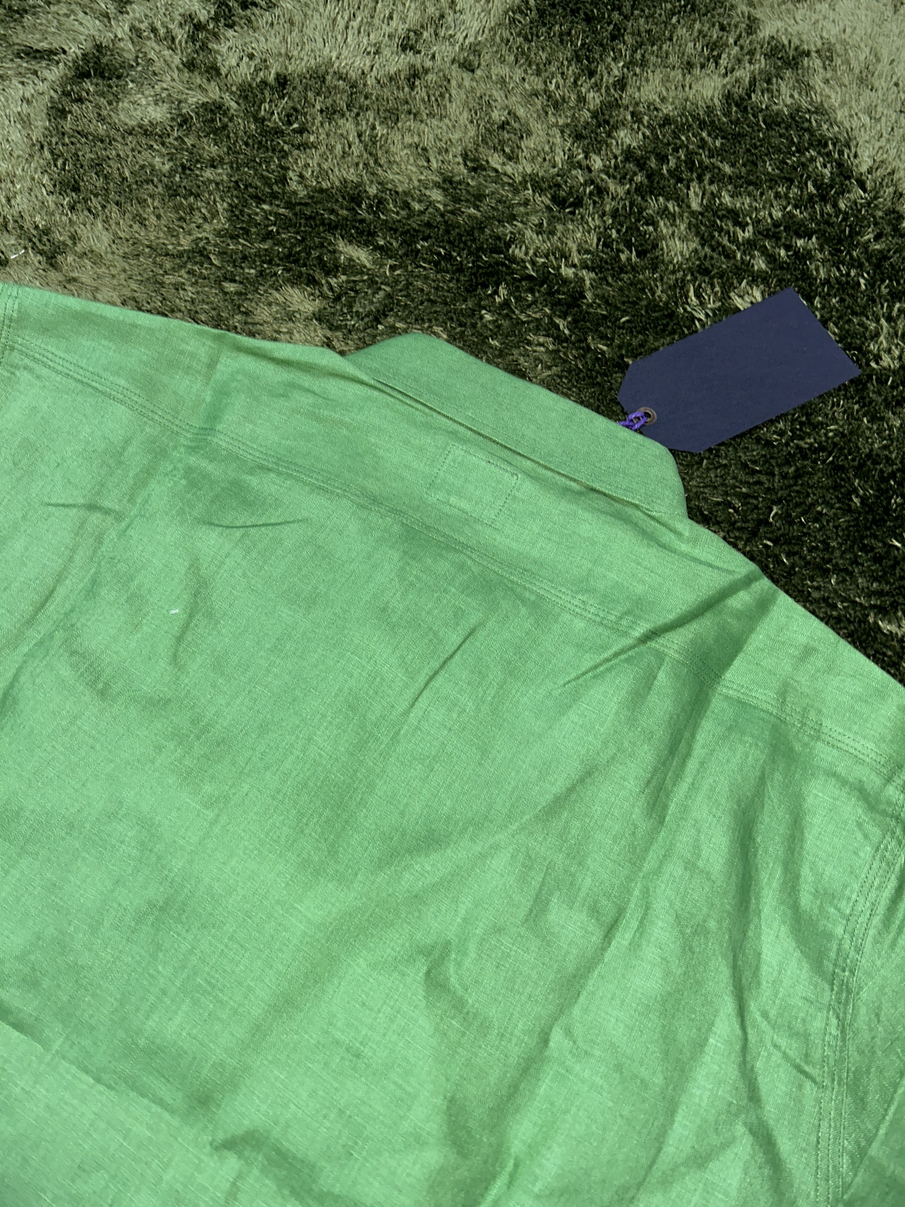 Needles Linen Canvas Work Shirt Green 착용 스타일 - 8