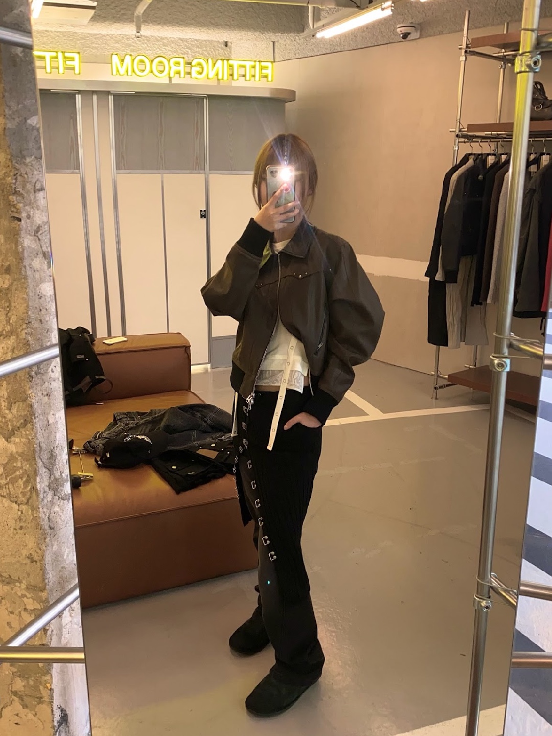 Vacant Archive Bellamy Leather Colloar Jacket Brown, Vacant Archive Bellamy Leather Colloar Jacket Black 착용 스타일