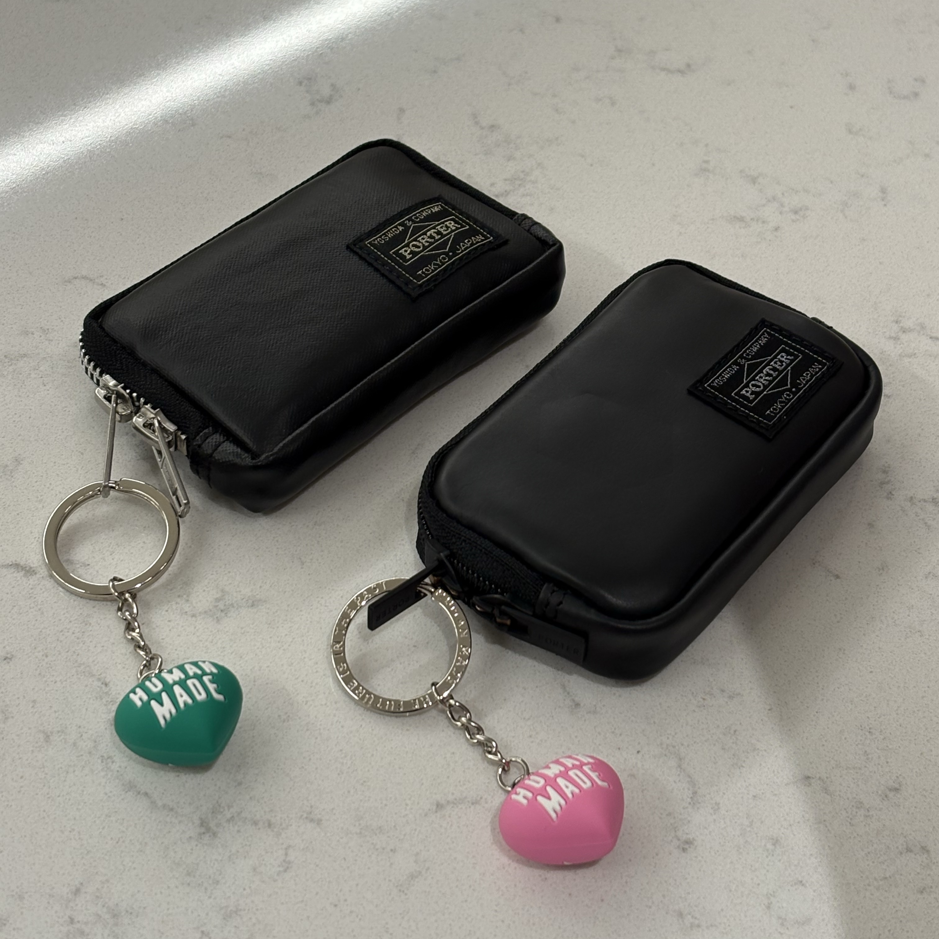 Human Made Heart Rubber Key Chain Pink, Human Made Heart Rubber Key Chain Green 착용 스타일