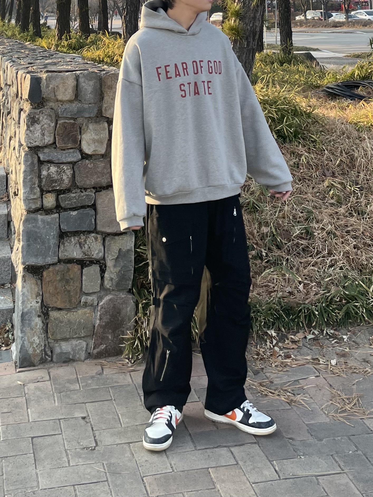Essentials Fleece State Hoodie Dark Heather - 24FW, Nike Dunk Low Retro PRM Halloween 착용 스타일 - 1