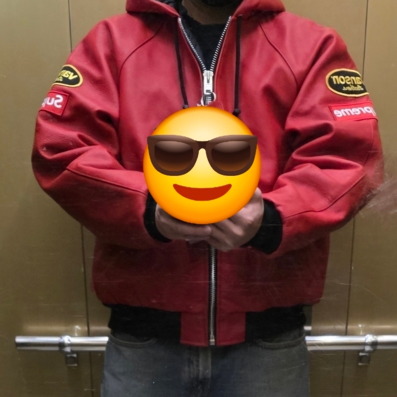 Supreme x Vanson Leathers Hooded Work Jacket Red - 24FW 착용 스타일