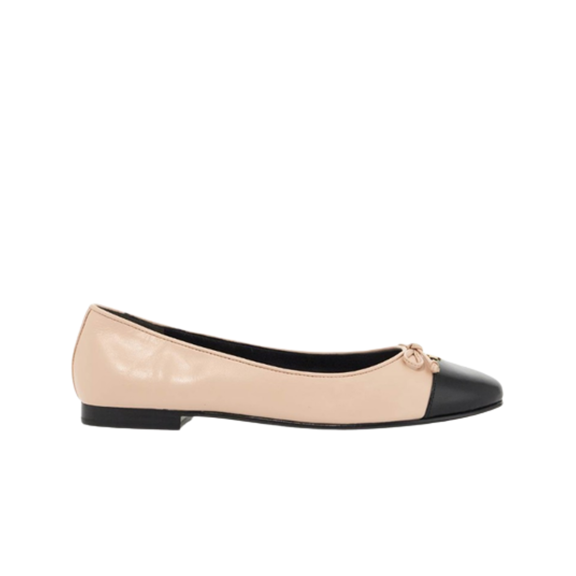 (W) 토리 버치 콘트라스팅 토 발레 플랫 블랙 핑크((W) Tory Burch Ballet Flat with Contrasting Toe Black Pink)