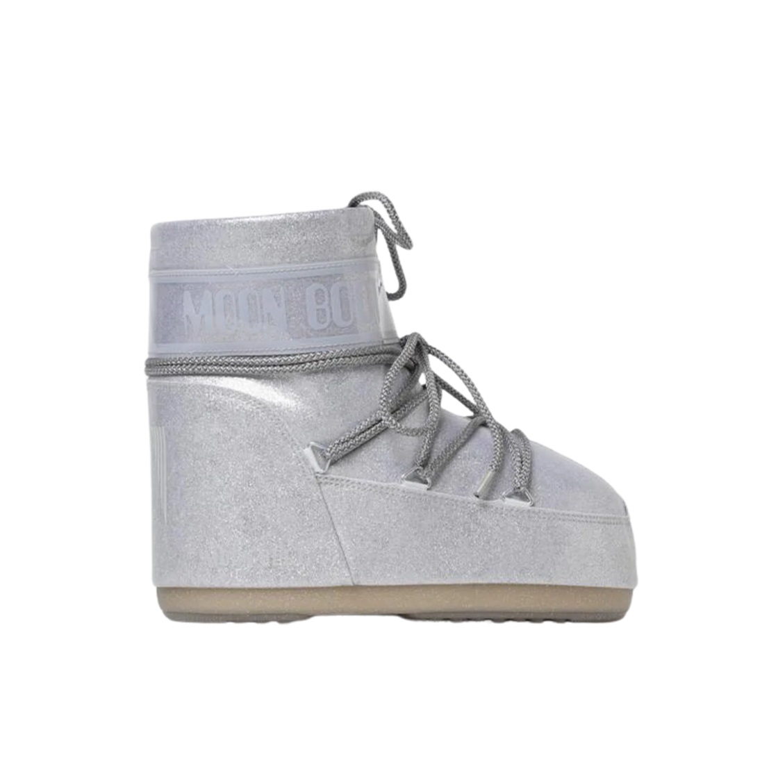 1409440H001 (W) Moon Boot Icon Low Glitter Boots Silver Satin