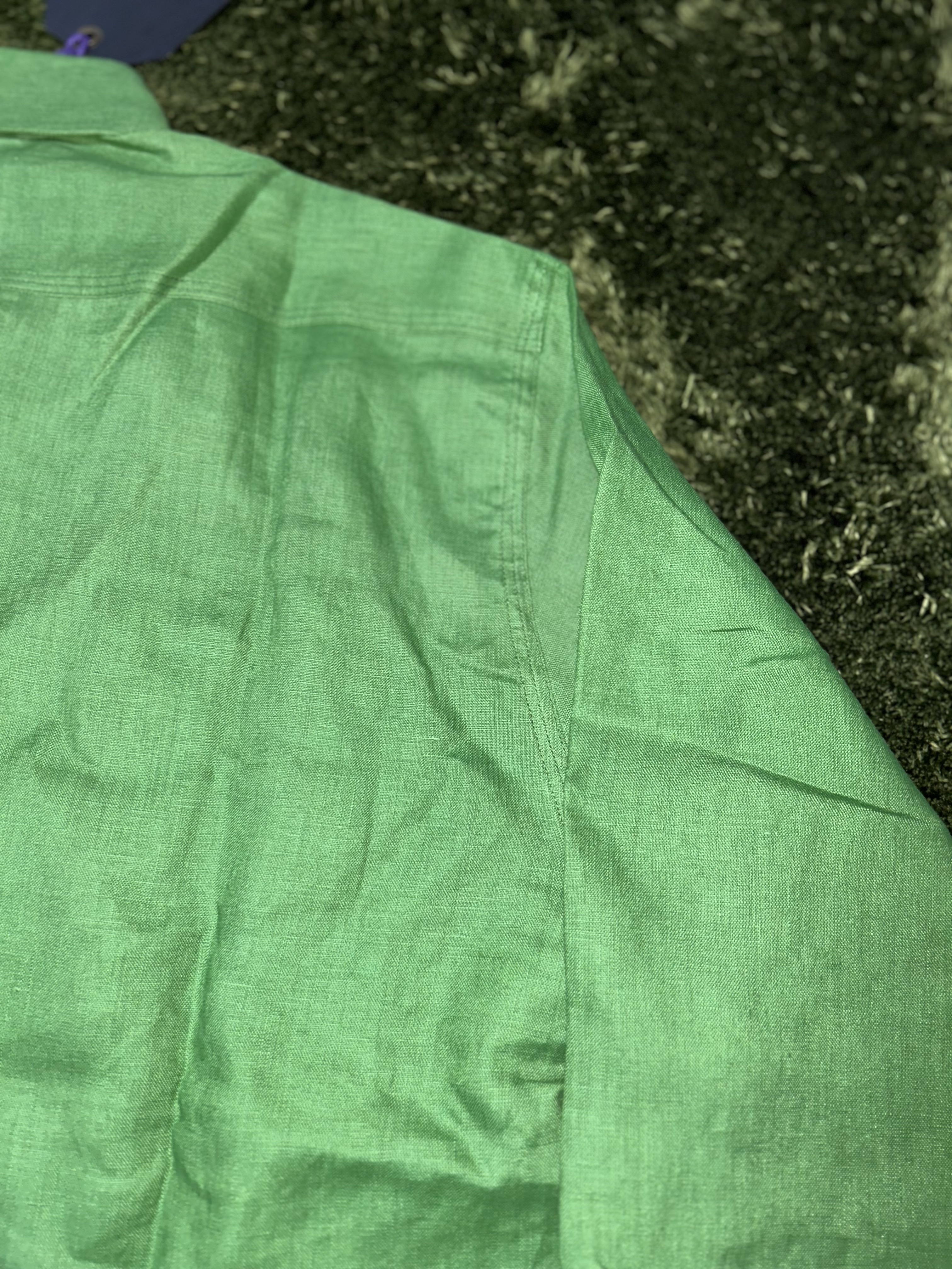Needles Linen Canvas Work Shirt Green 착용 스타일 - 9