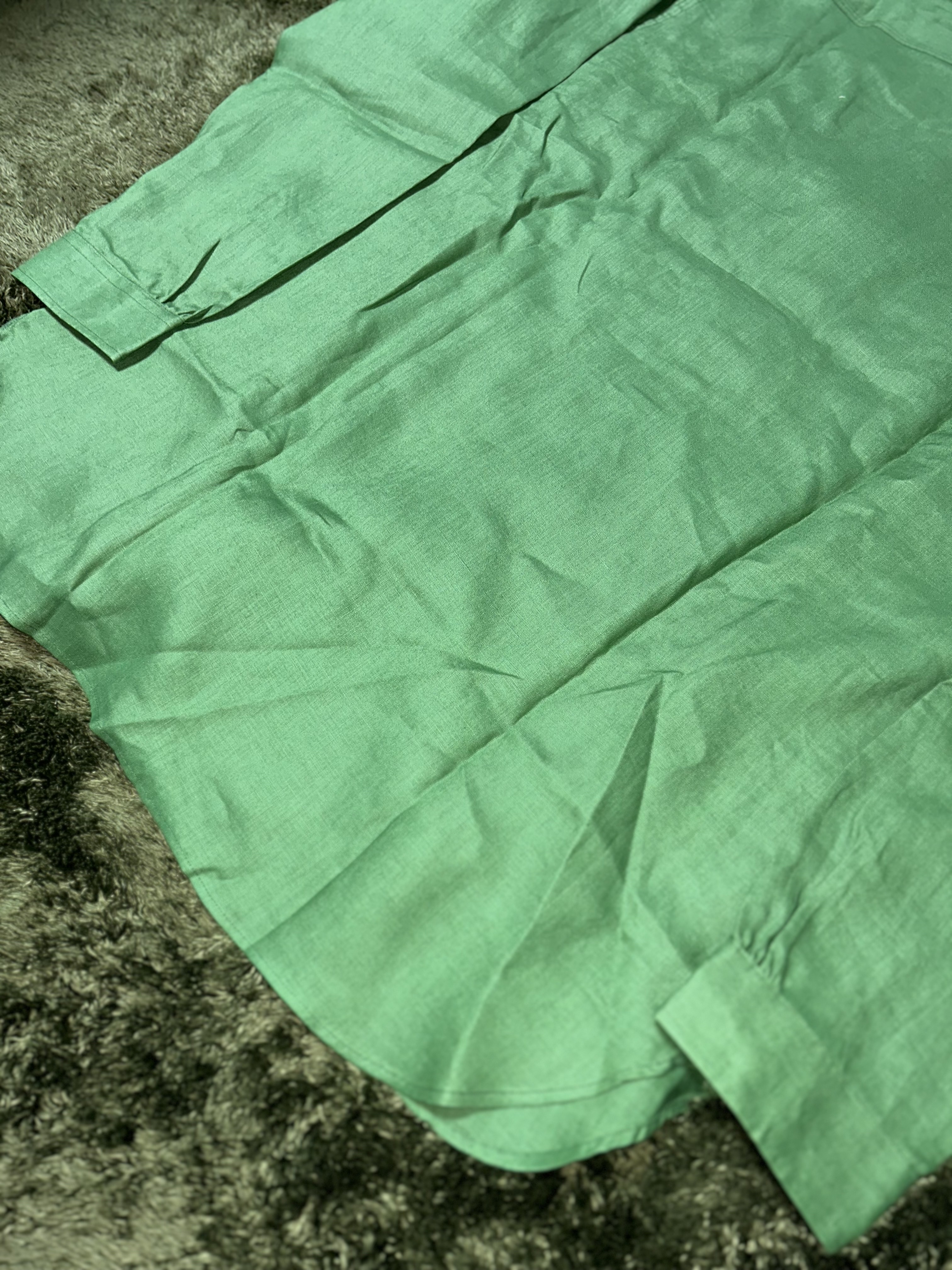 Needles Linen Canvas Work Shirt Green 착용 스타일 - 10