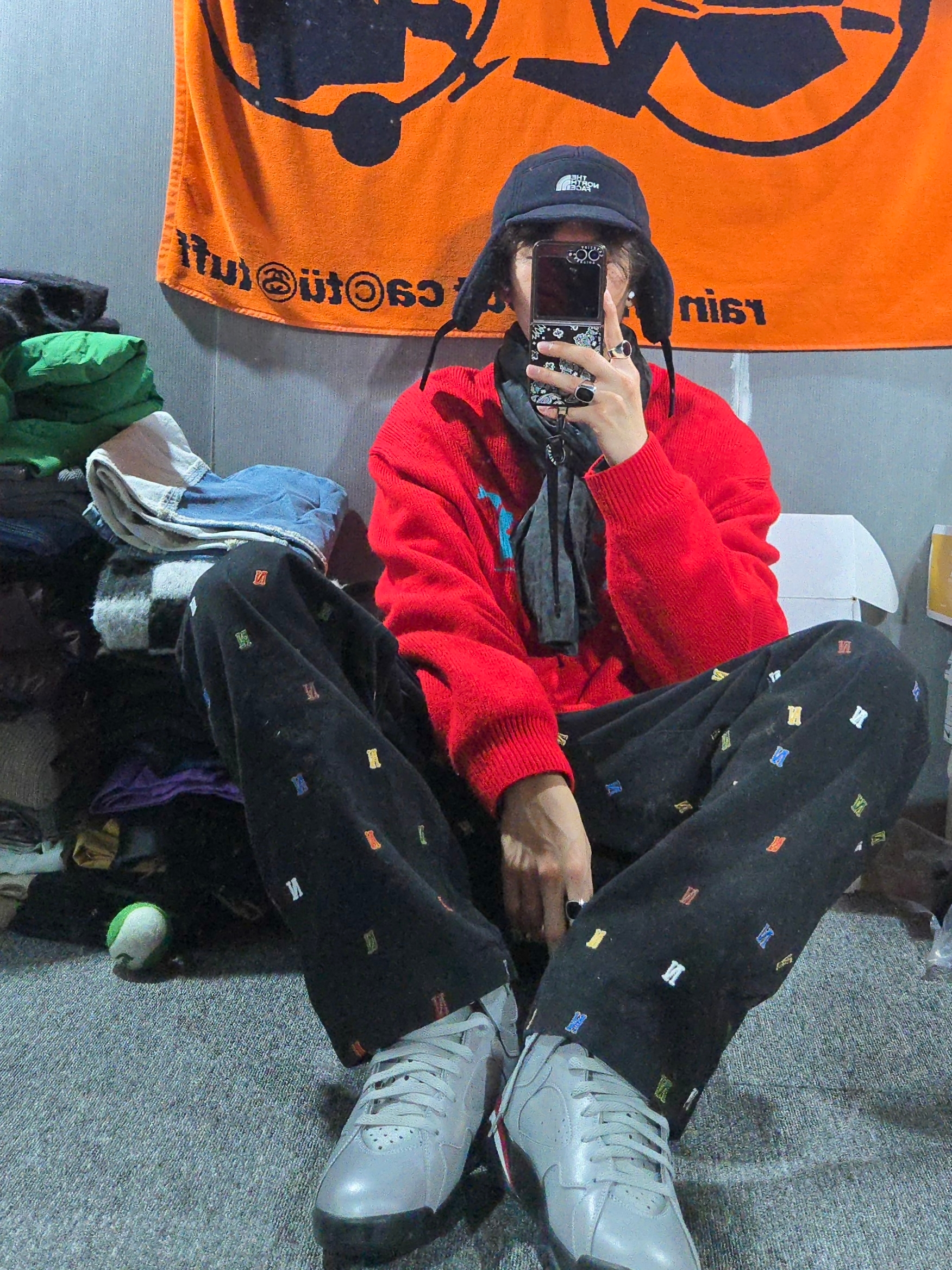 The North Face Fleece Earmuff Cap EX Black, Jordan 7 Retro Reflections of a Champion 착용 스타일 - 1