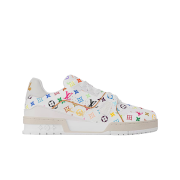 (W) Louis Vuitton x Murakami Takashi LV Trainer Sneakers Multicolor White