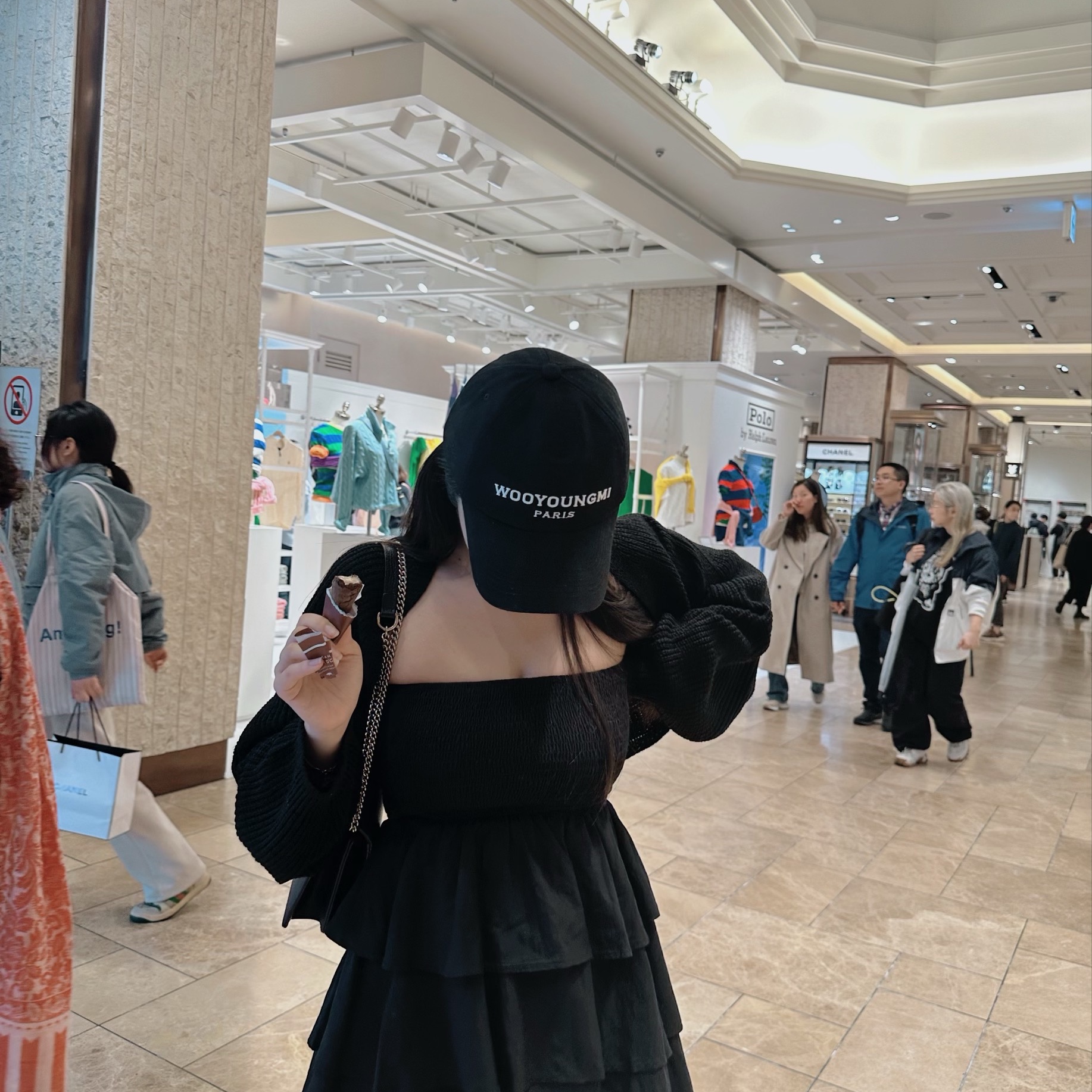 Wooyoungmi Embroidered Ball Cap Black 착용 스타일