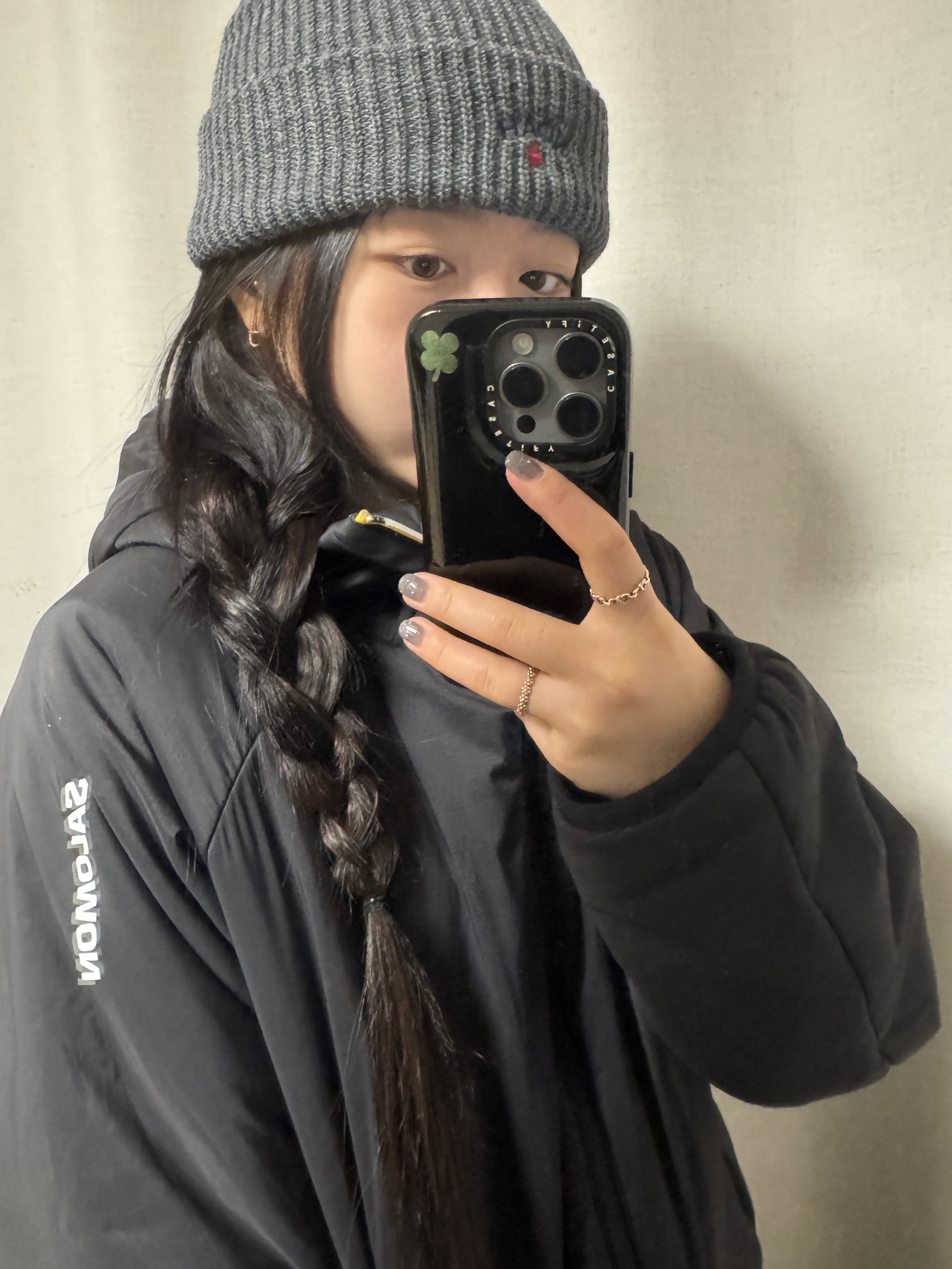 Salomon Modisay Jacket Black, BAPE ABC Camo Puffy Flight Cap Black 착용 스타일 - 1