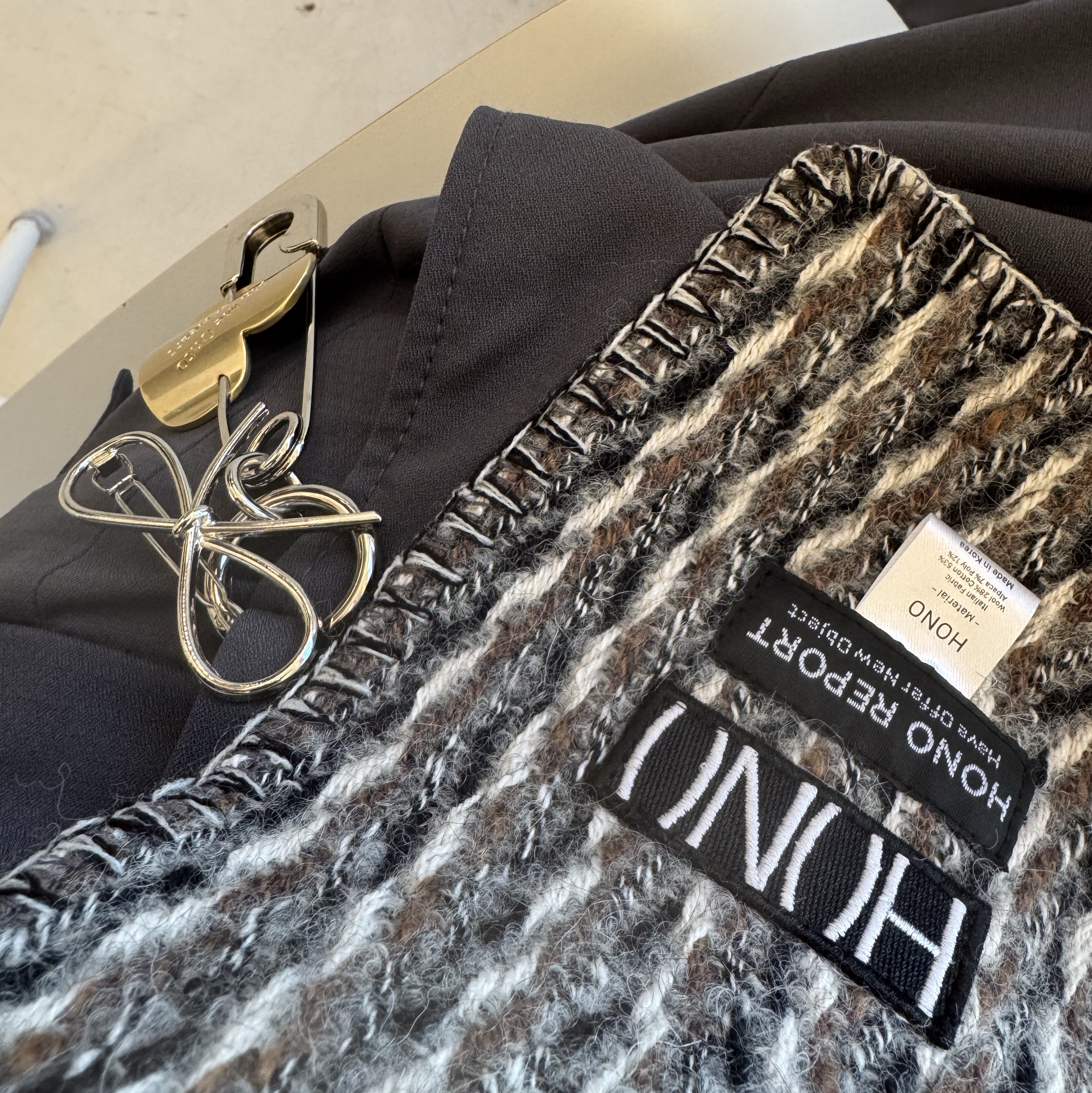 Hono Report Mixed Muffler Melange 착용 스타일 - 6