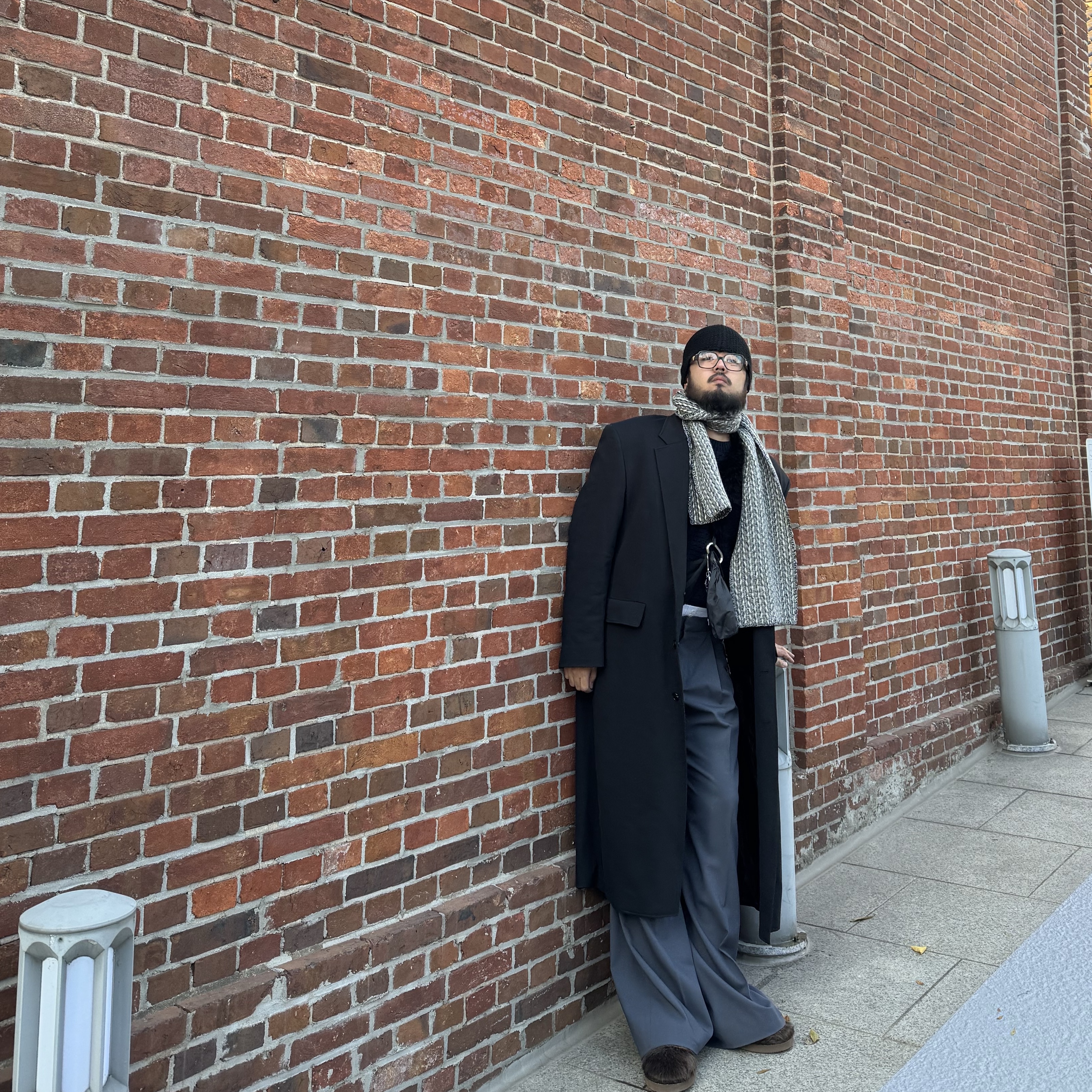 Hono Report Mixed Muffler Melange 착용 스타일 - 5