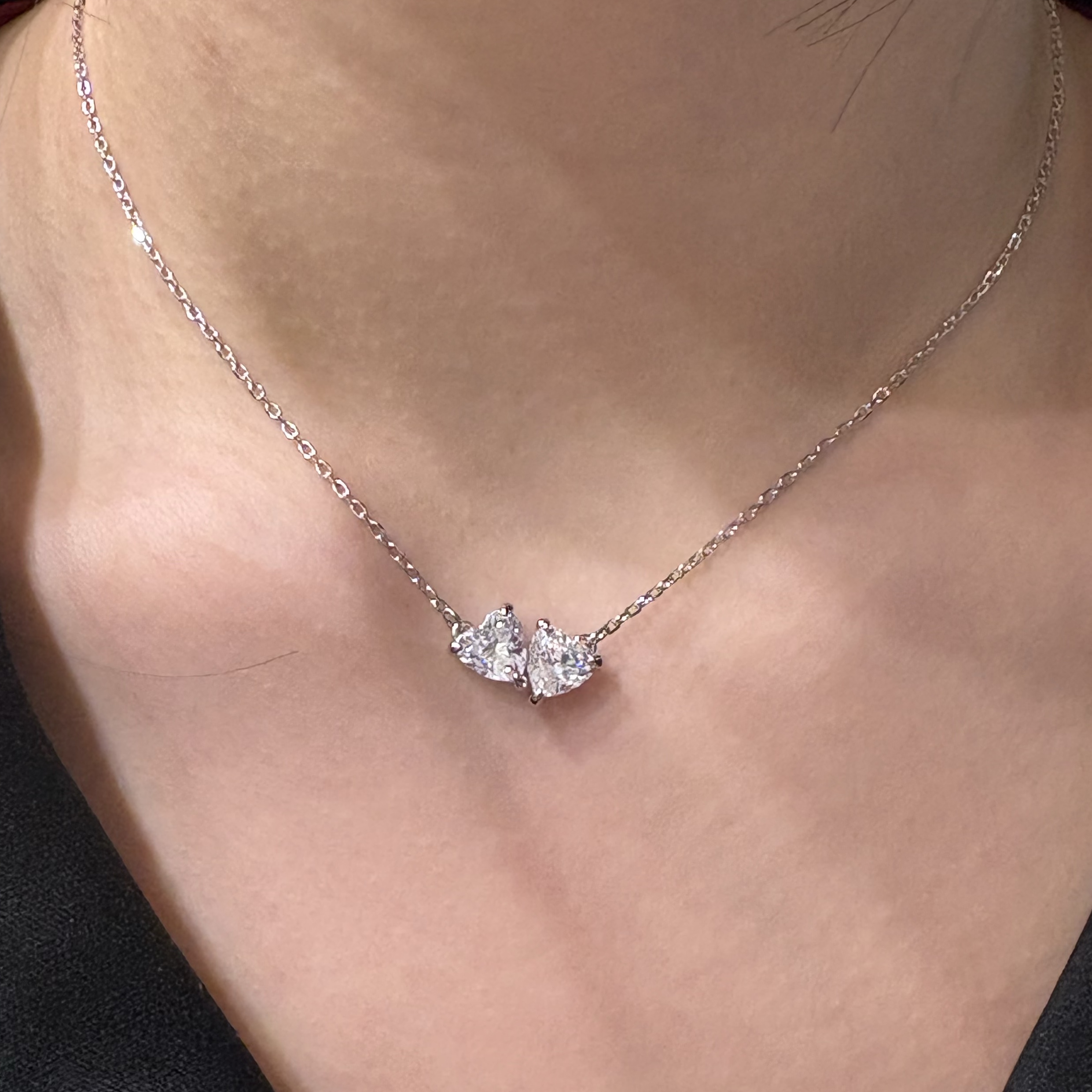 (W) Swarovski Attract Soul Heart Necklace White Rhodium Plated 착용 스타일
