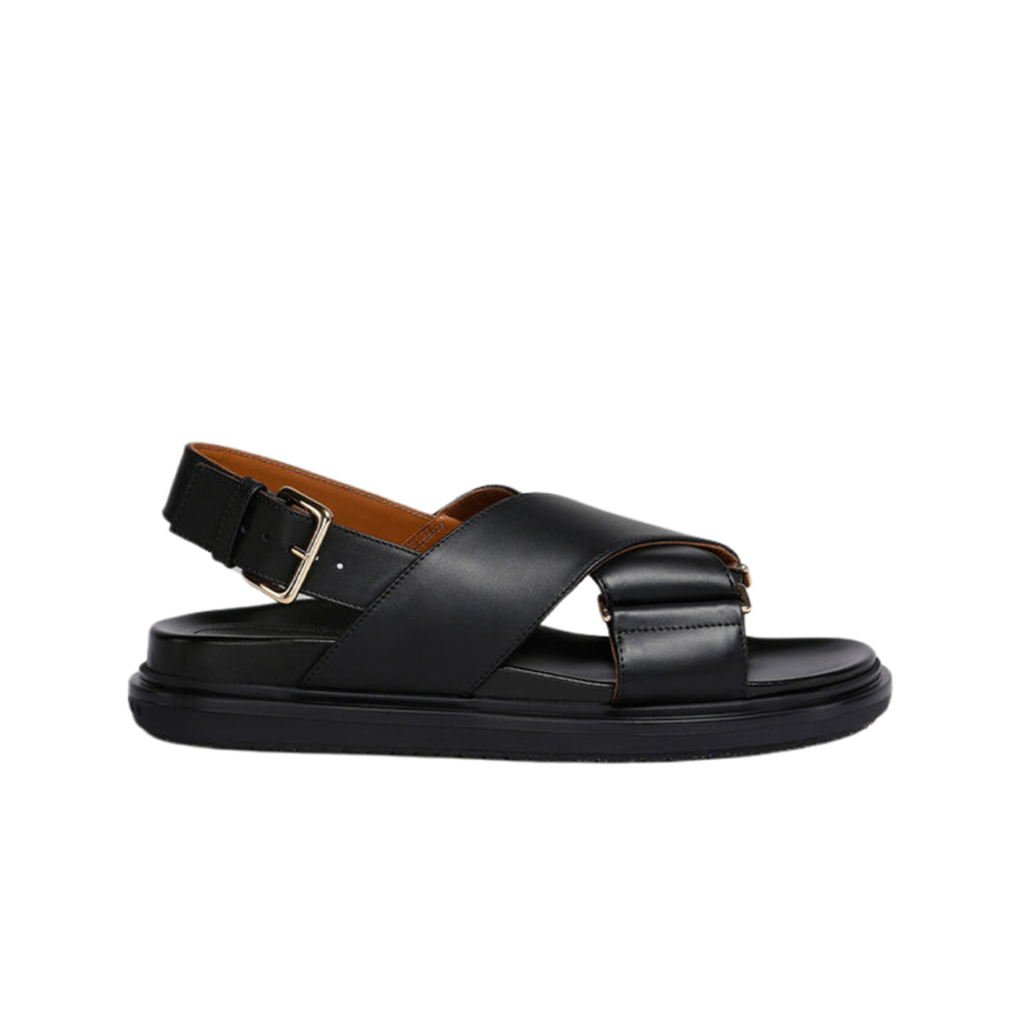 (W) 마르니 레더 퍼스벳 샌들 블랙((W) Marni Leather Fussbett Sandal Black)