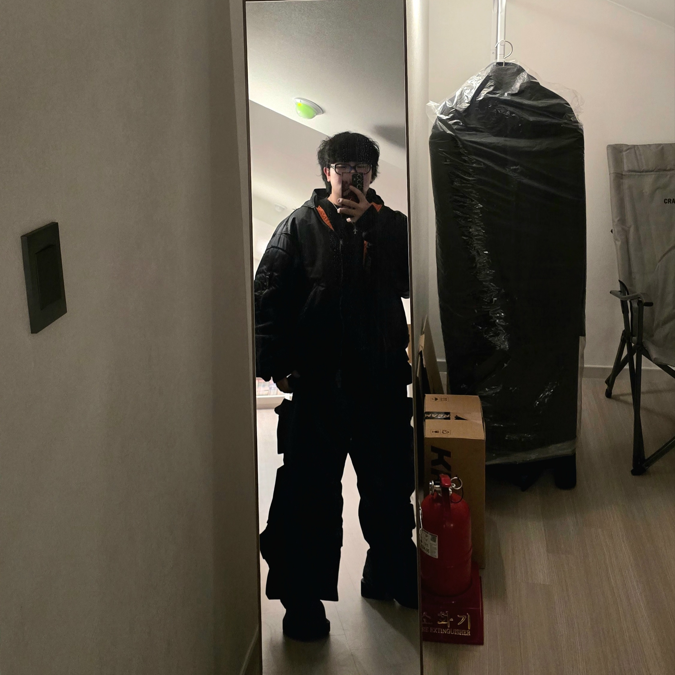 Project G/R Reworked Hooded Bomber Jacket Black, Balenciaga Steroid Derby Black 착용 스타일 - 1