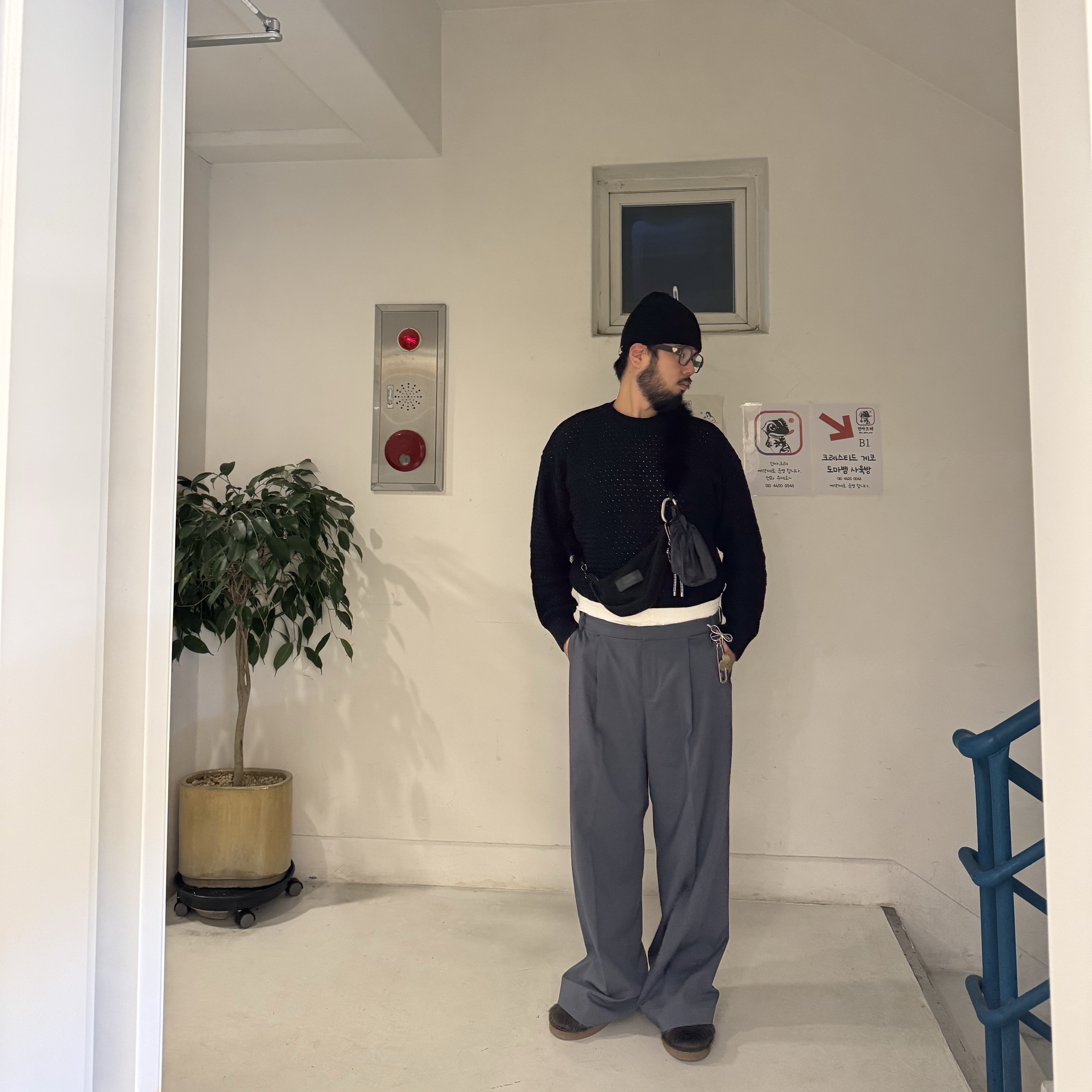 Hono Report Mixed Muffler Melange 착용 스타일 - 9