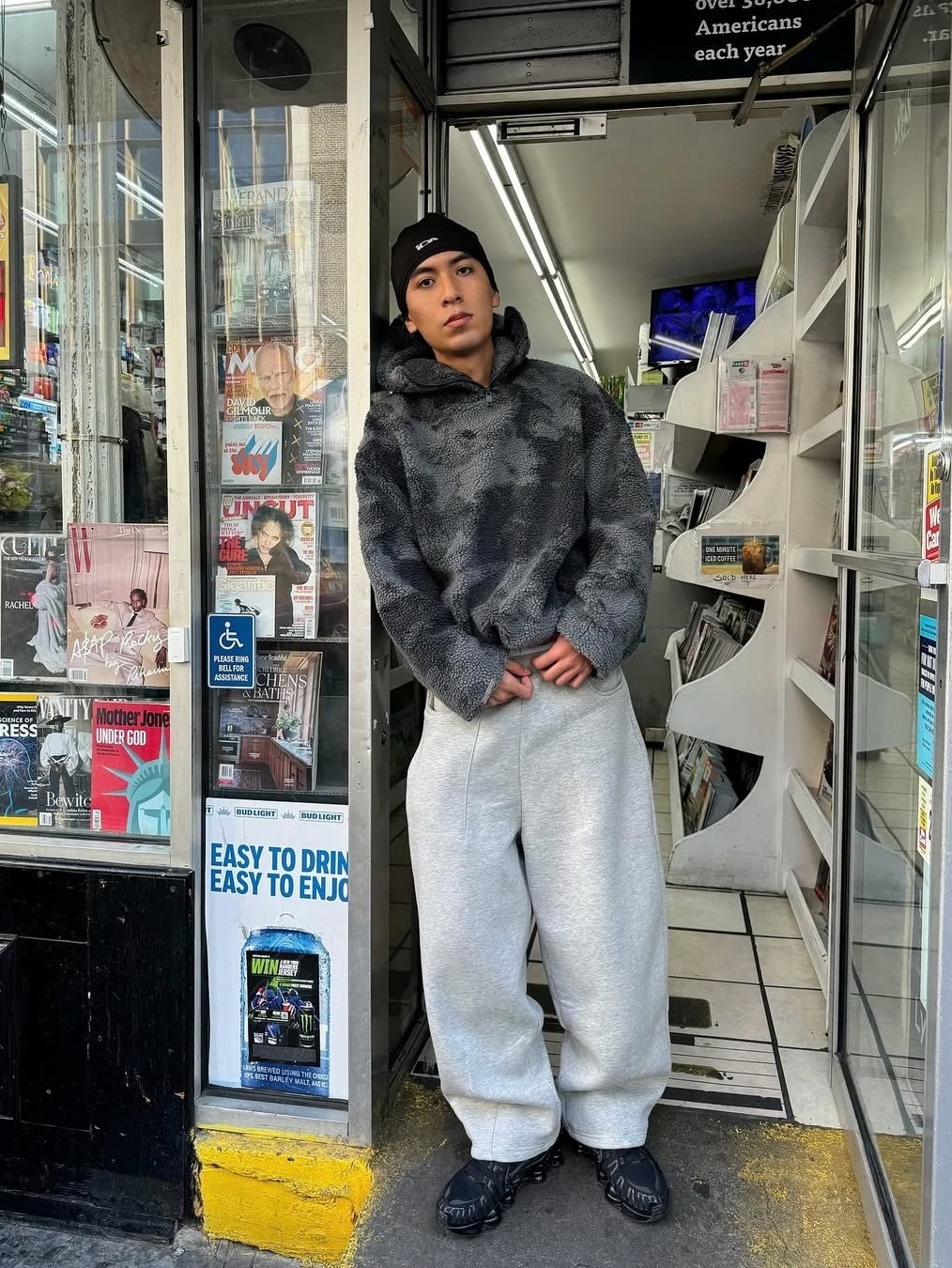 Undermycar POC 103 Flag Bonded Sweat Pants Light Melange, MUCENT Basic Denver Wide Sweat Pants Gray 착용 스타일 - 5