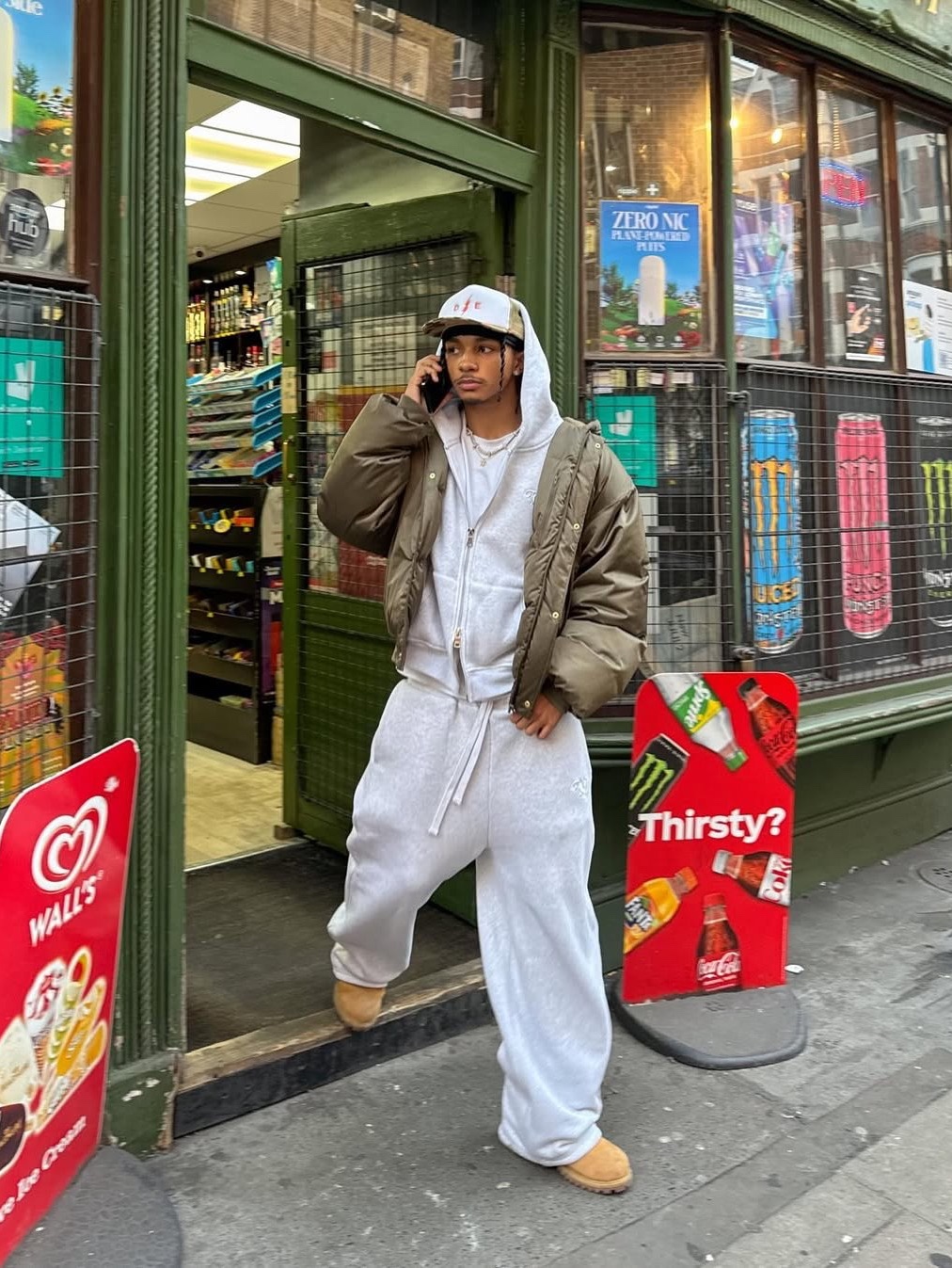 Undermycar POC 103 Flag Bonded Sweat Pants Light Melange, MUCENT Basic Denver Wide Sweat Pants Gray 착용 스타일 - 2