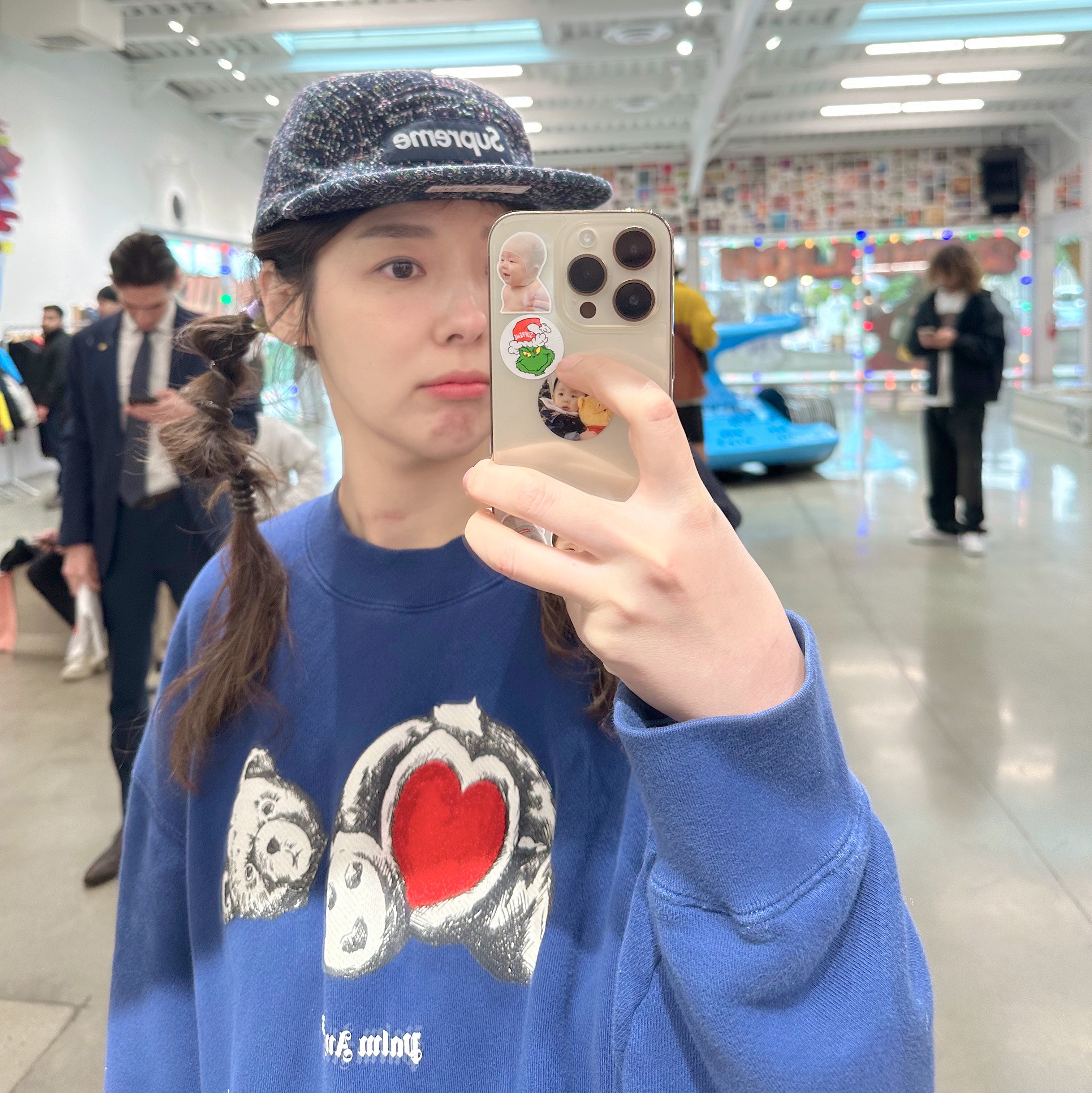 Supreme Denim Boucle Camp Cap Indigo - 24FW 착용 스타일 - 2