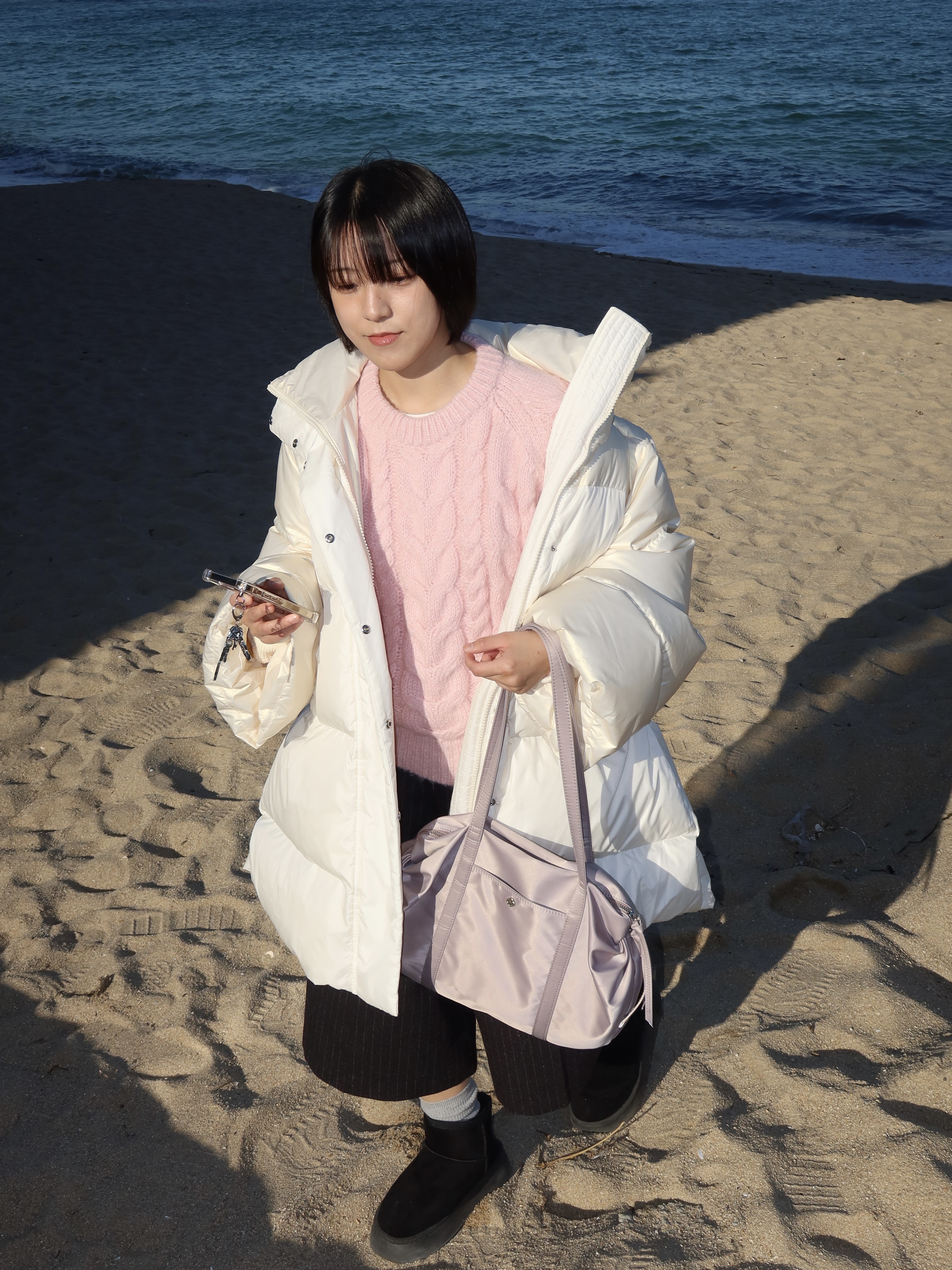 [예약배송] Heeari Women Aurora Shirring Bag Lilac 착용 스타일