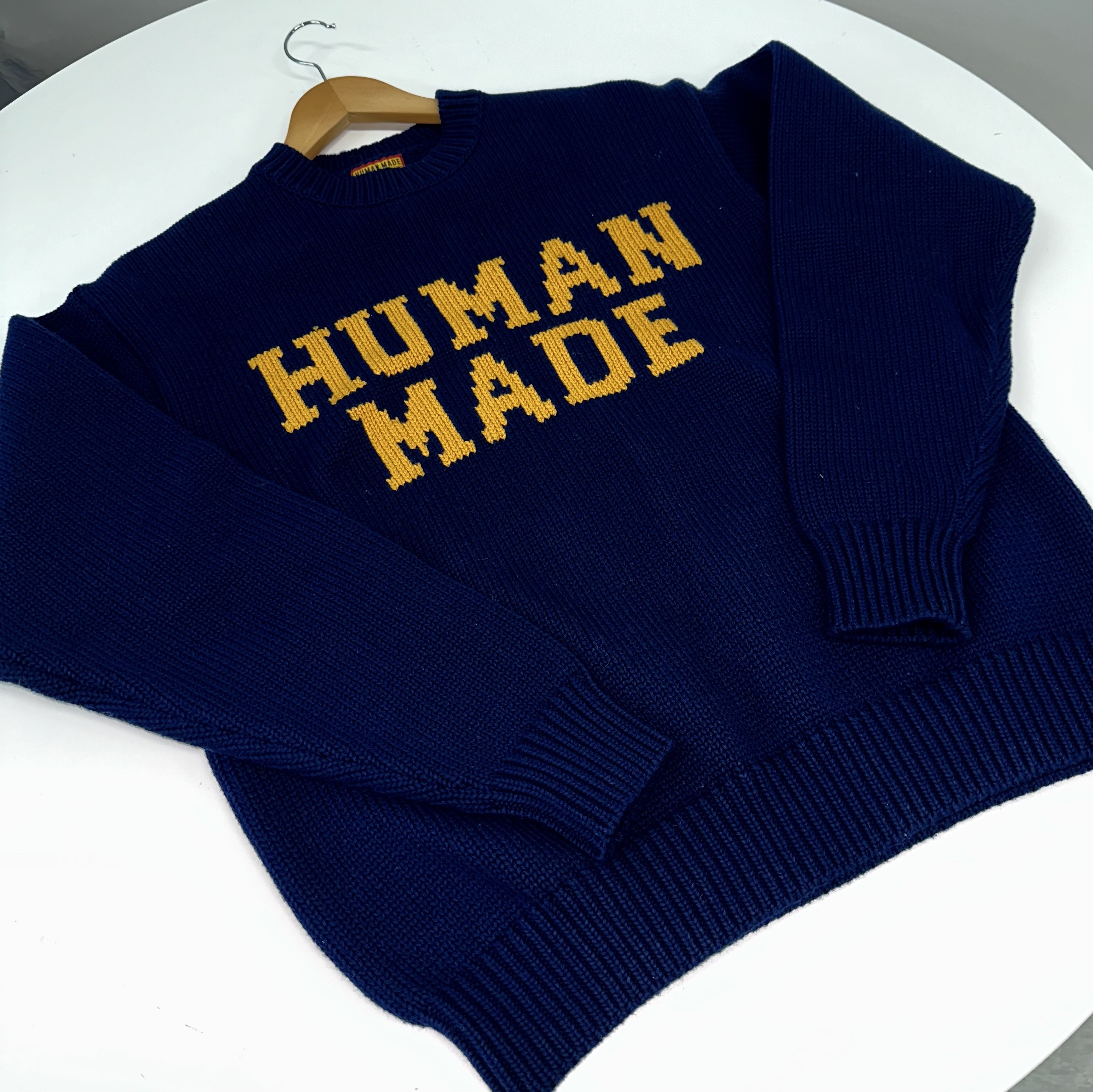 Human Made Low Gauge Knit Sweater Navy, Human Made Low Gauge Knit Sweater Charcoal 착용 스타일 - 2