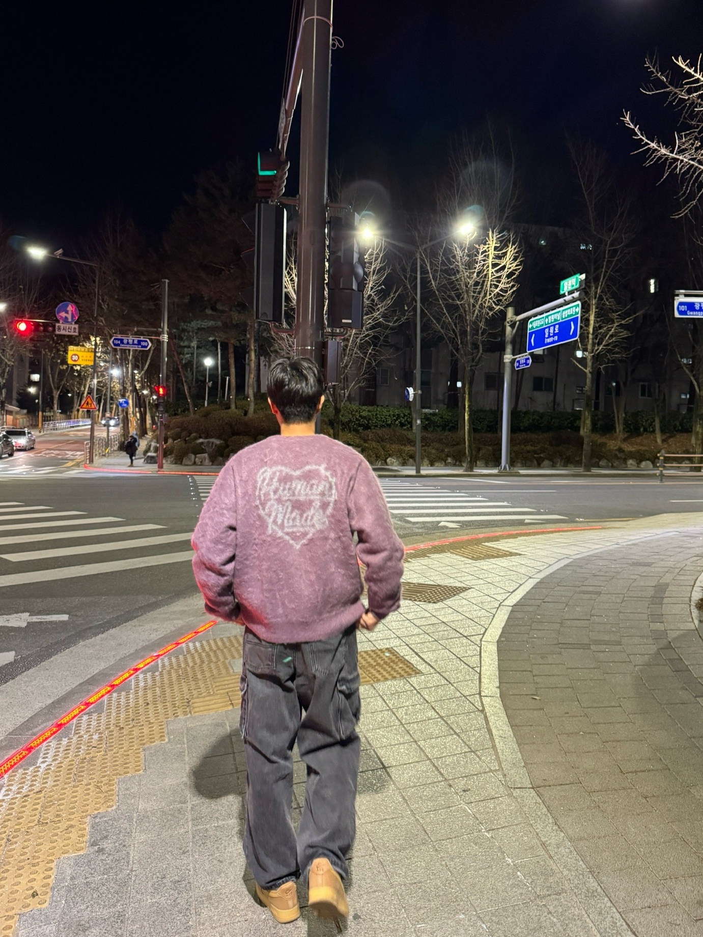 Human Made Zip-Up Cardigan Purple, Kenzo Boke Flower Crest Sweatshirt Pale Grey 착용 스타일 - 1