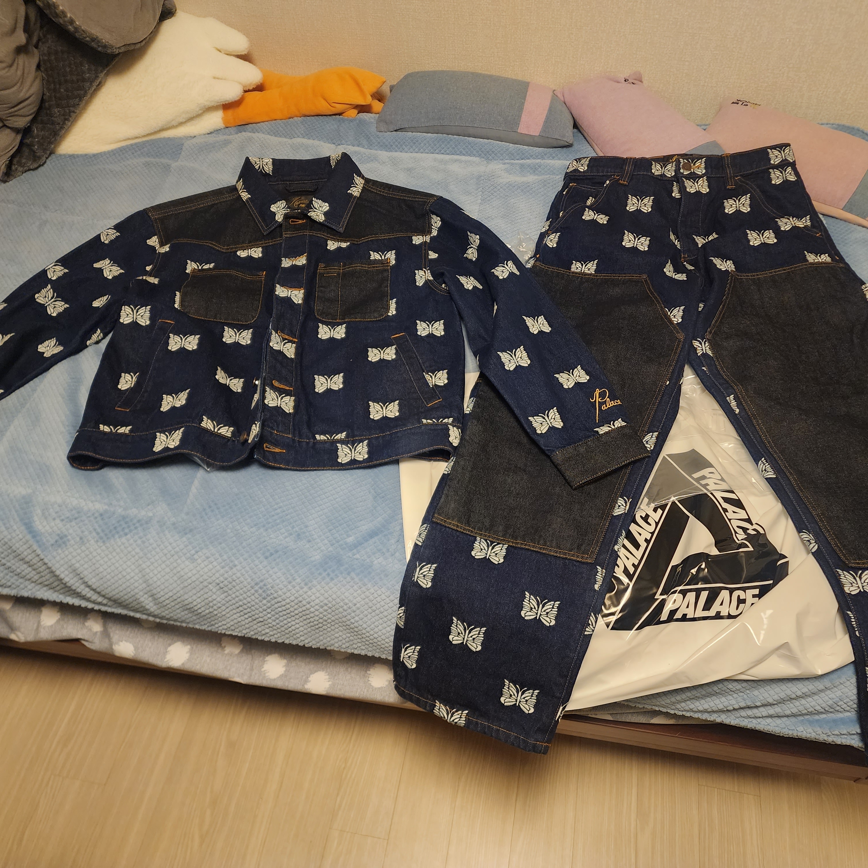 Palace x Needles Western Denim Jacket Indigo - 24FW, Palace x Needles Double Knee Pant Indigo - 24FW 착용 스타일 - 2