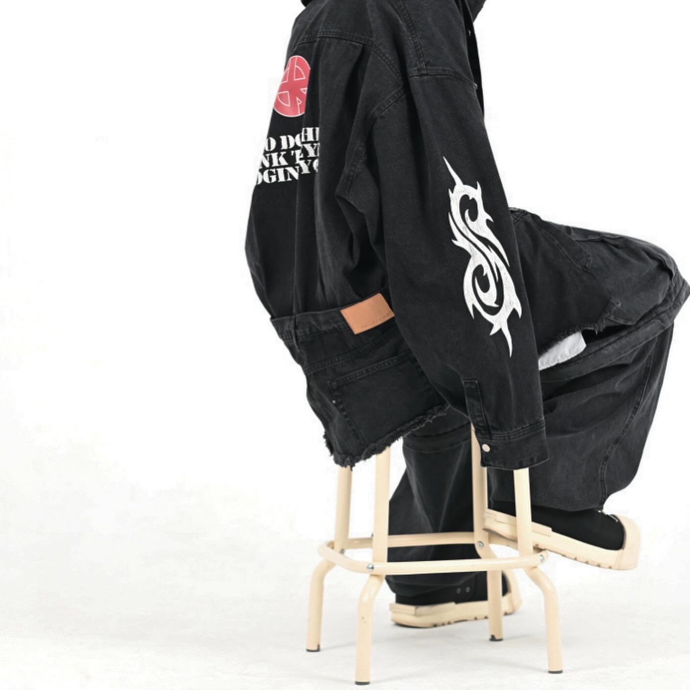 Project G/R Hybrid Denim Shirts Jacket Black 착용 스타일 - 3