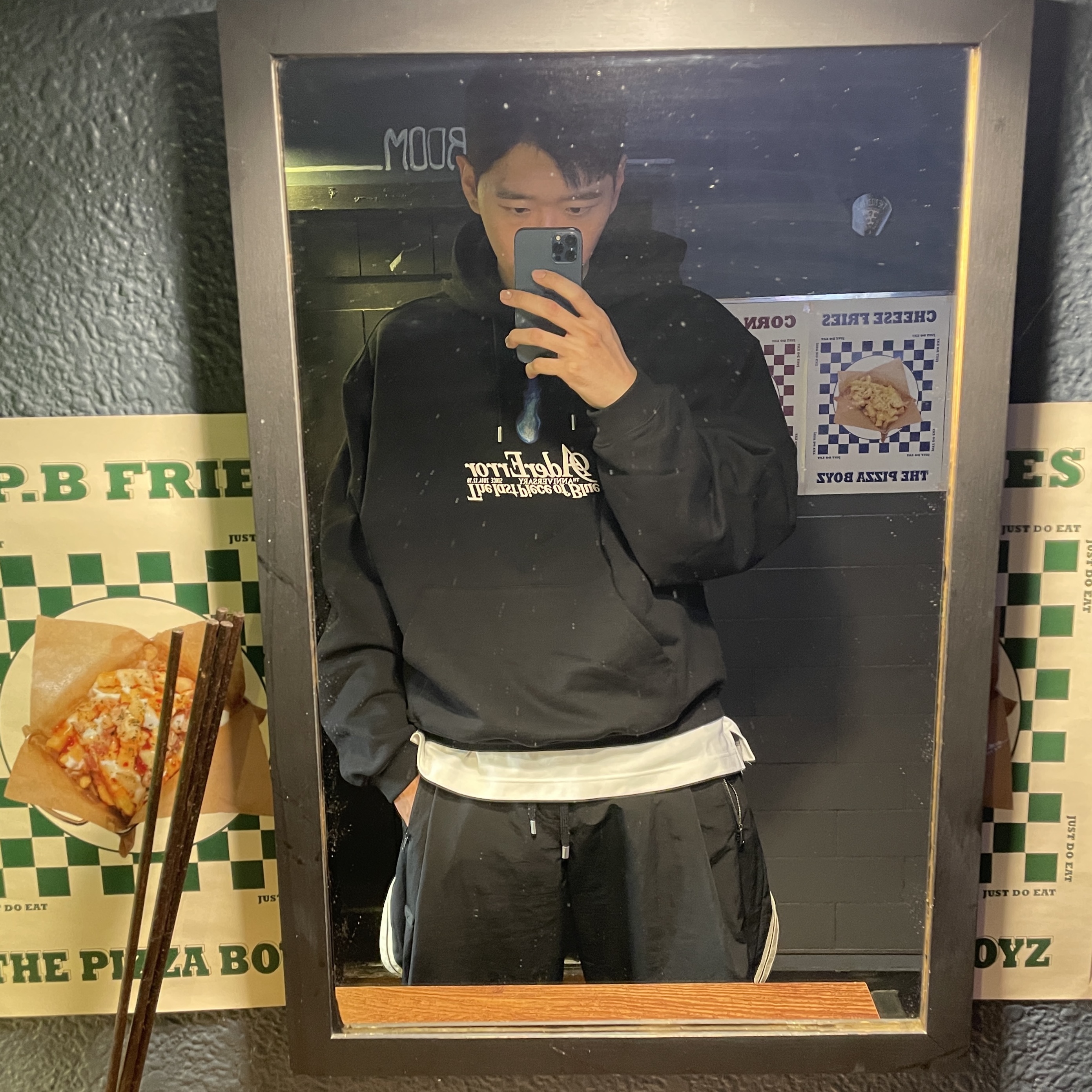 Ader Error Og; 9th @8231 Hoodie Noir 착용 스타일