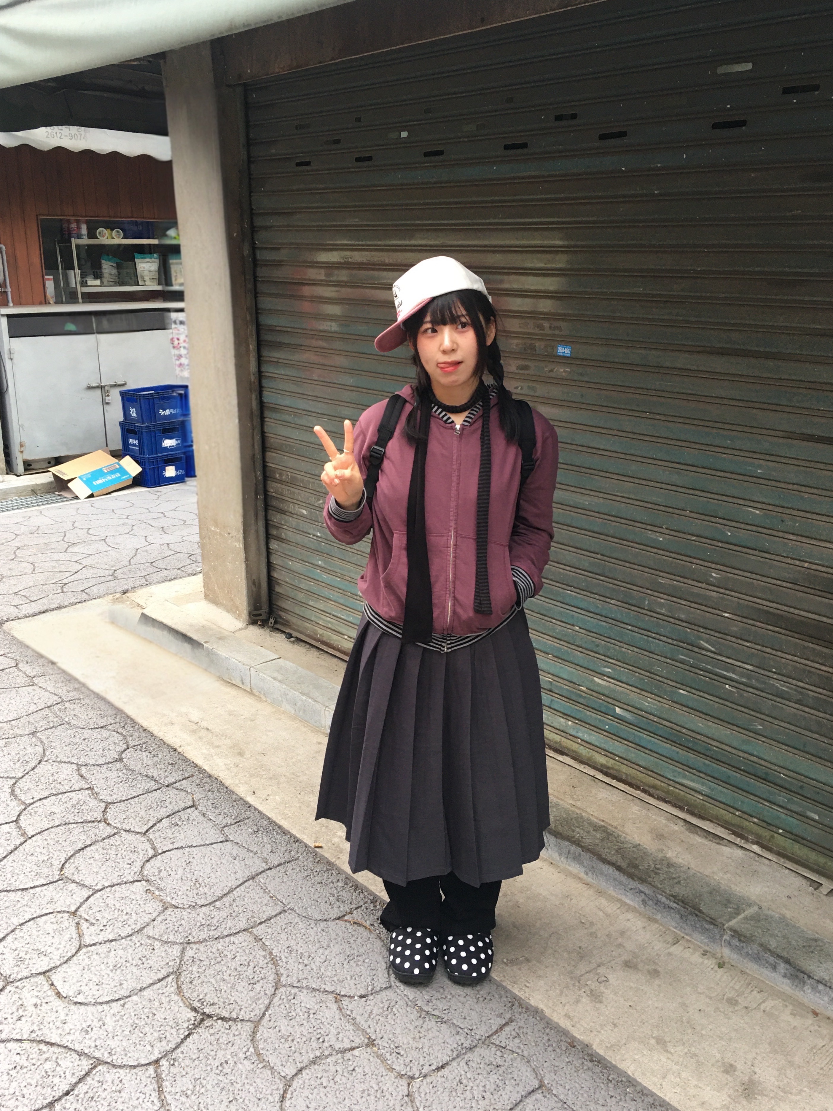Subu Permanent F-Line Dots, Safarispot Stripe Point Washing Hoodie Zipup Burgundy 착용 스타일 - 1