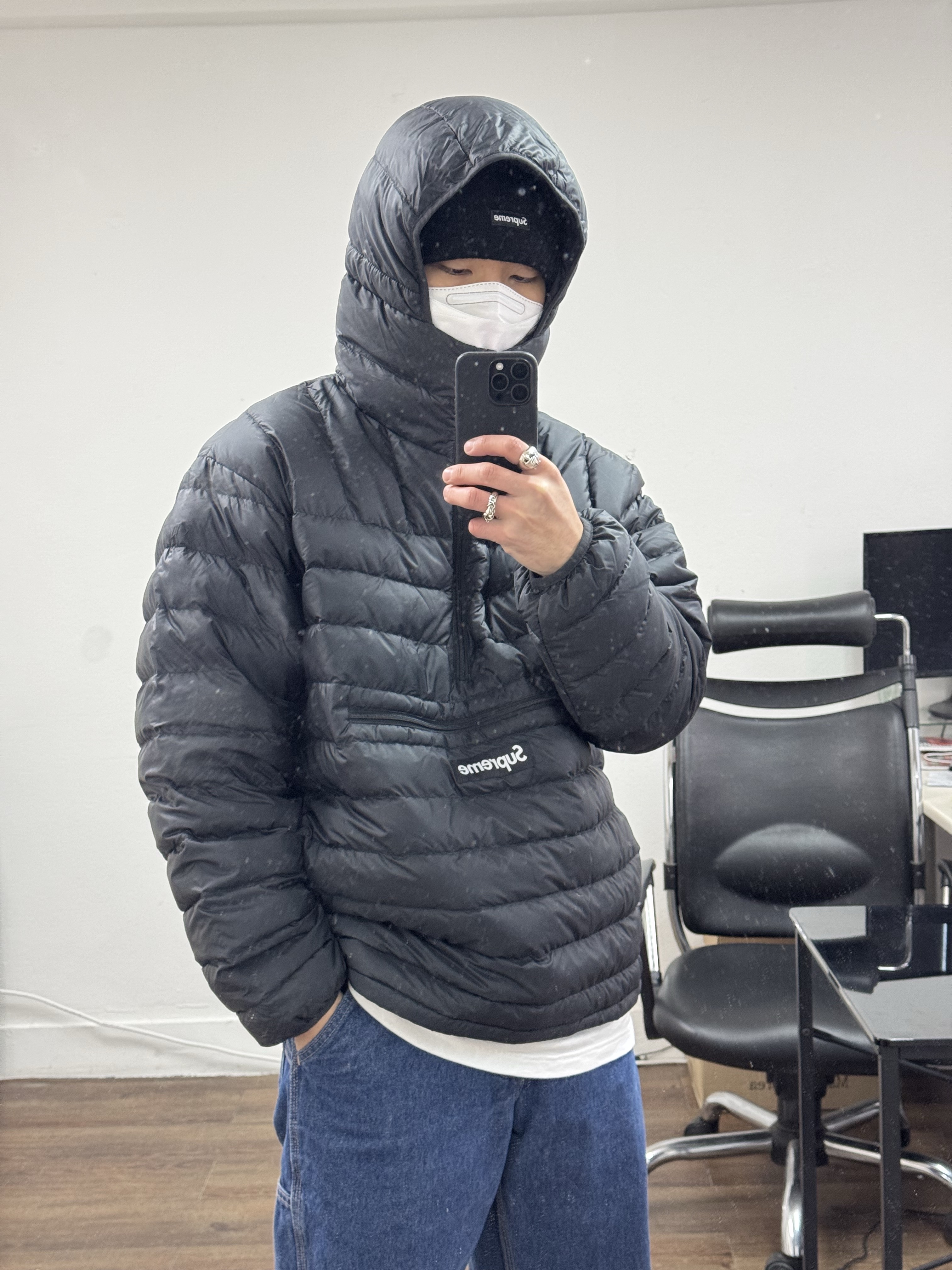 Supreme x MM6 Maison Margiela Zip Up Hooded Sweatshirt Ash Grey - 24SS, Supreme x Hysteric Glamour Mohair Zip Up Hooded Sweater Black - 24FW 착용 스타일 - 6