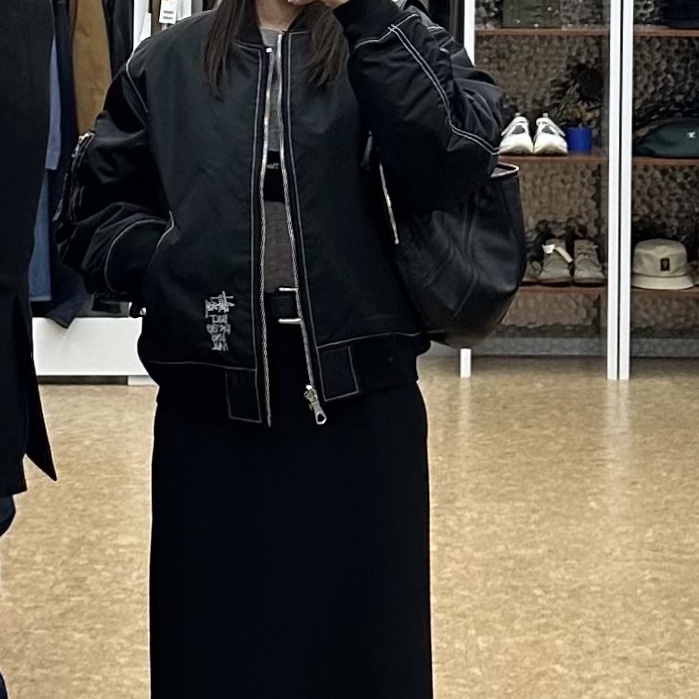 Stussy Built Reversible Bomber Jacket Black 착용 스타일 - 1