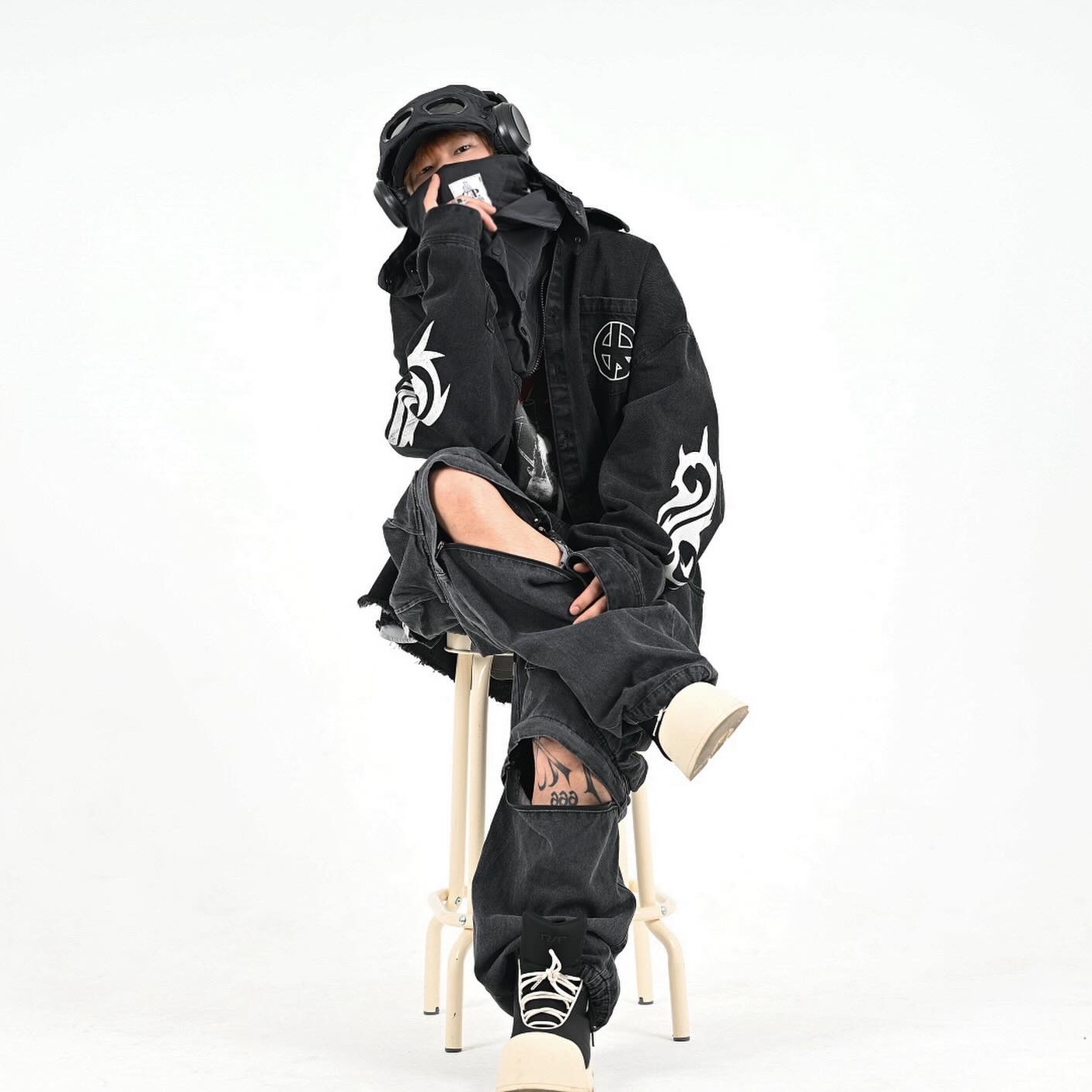 Project G/R Hybrid Denim Shirts Jacket Black 착용 스타일 - 1