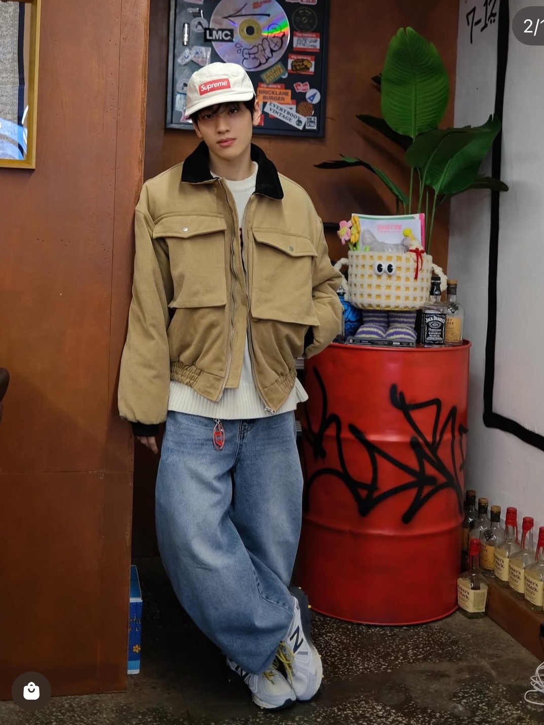 New Balance 410v5 Ivory Yellow - 2E Wide, Supreme Washed Chino Twill Camp Cap Natural - 24SS 착용 스타일