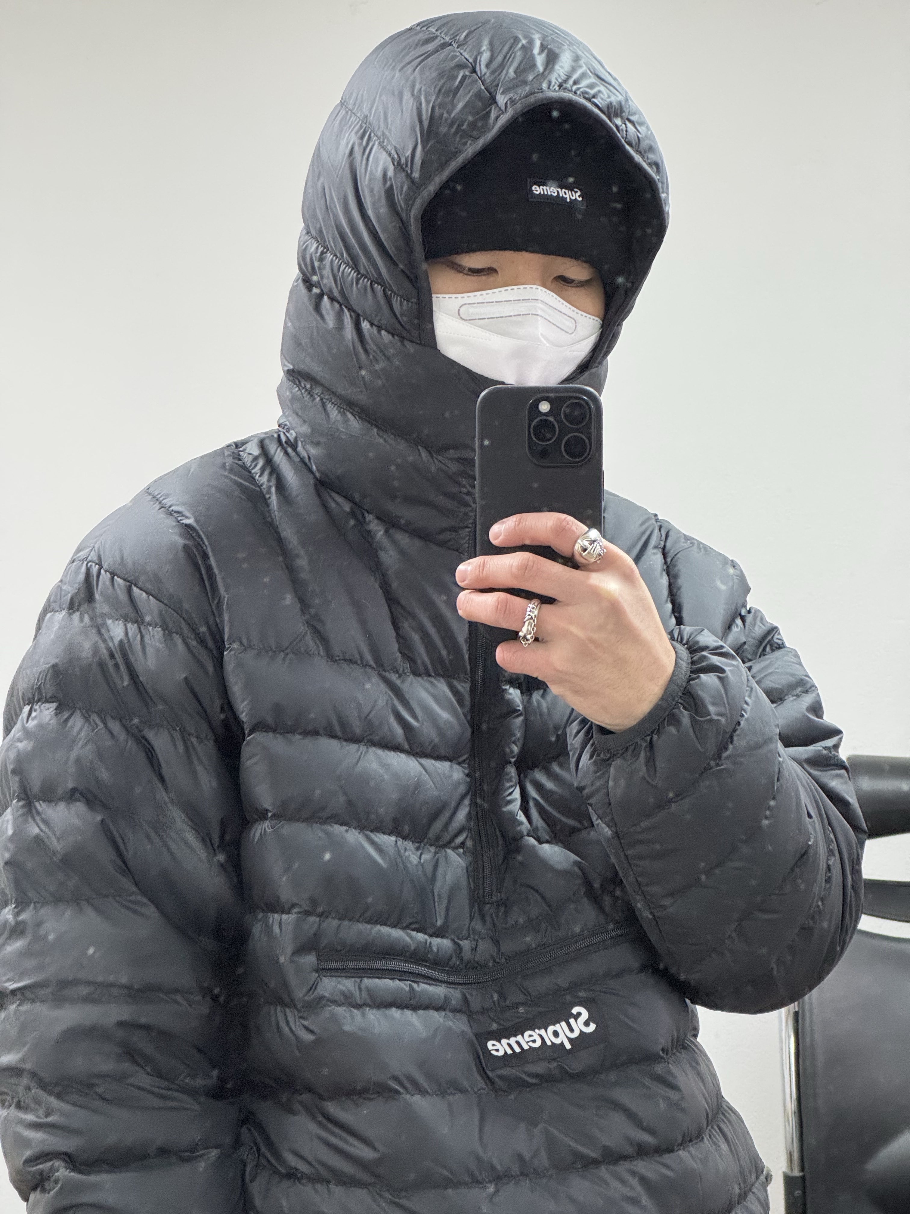 Supreme x MM6 Maison Margiela Zip Up Hooded Sweatshirt Ash Grey - 24SS, Supreme x Hysteric Glamour Mohair Zip Up Hooded Sweater Black - 24FW 착용 스타일 - 7
